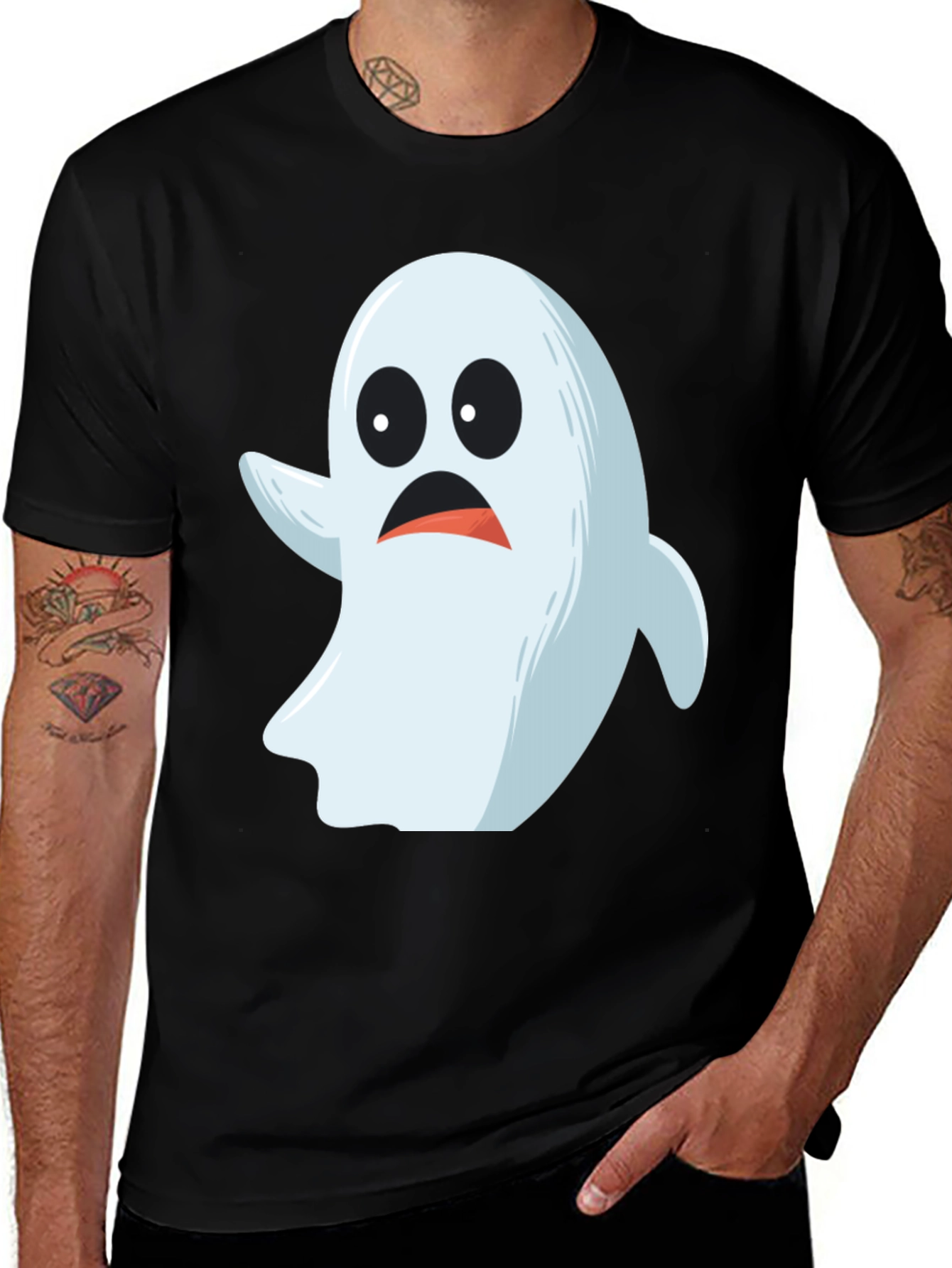 Spooky Ghost Graphic Tee - Halloween Costume Shirt
