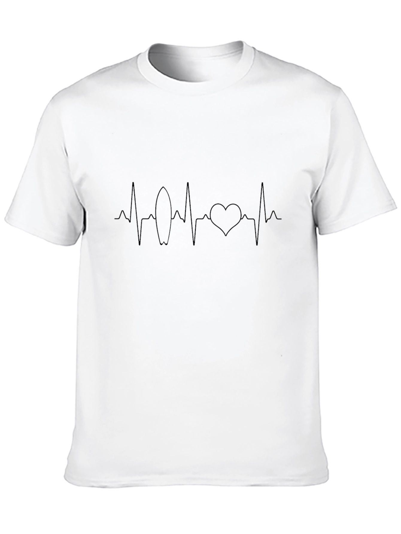 Surf Heartbeat Graphic Tee - Black Cotton T-Shirt