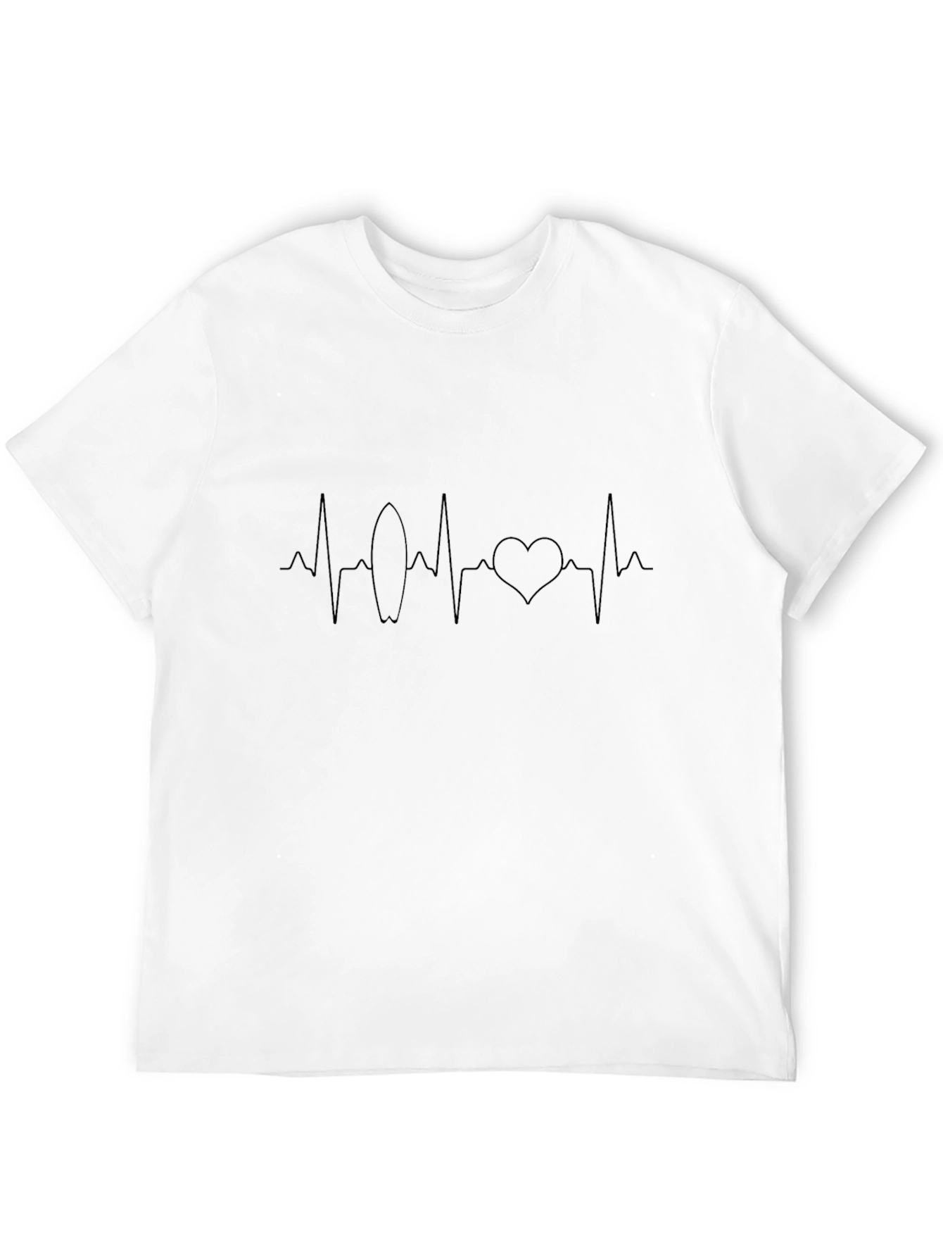 Surf Heartbeat Graphic Tee - Black Cotton T-Shirt