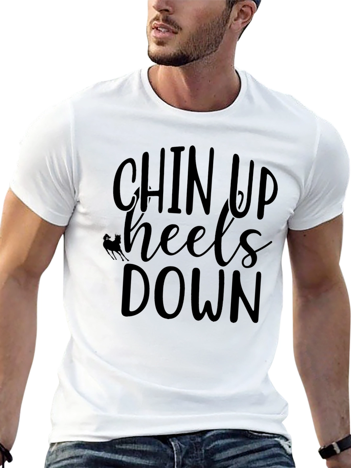 Chin Up Heels Down Black T-Shirt