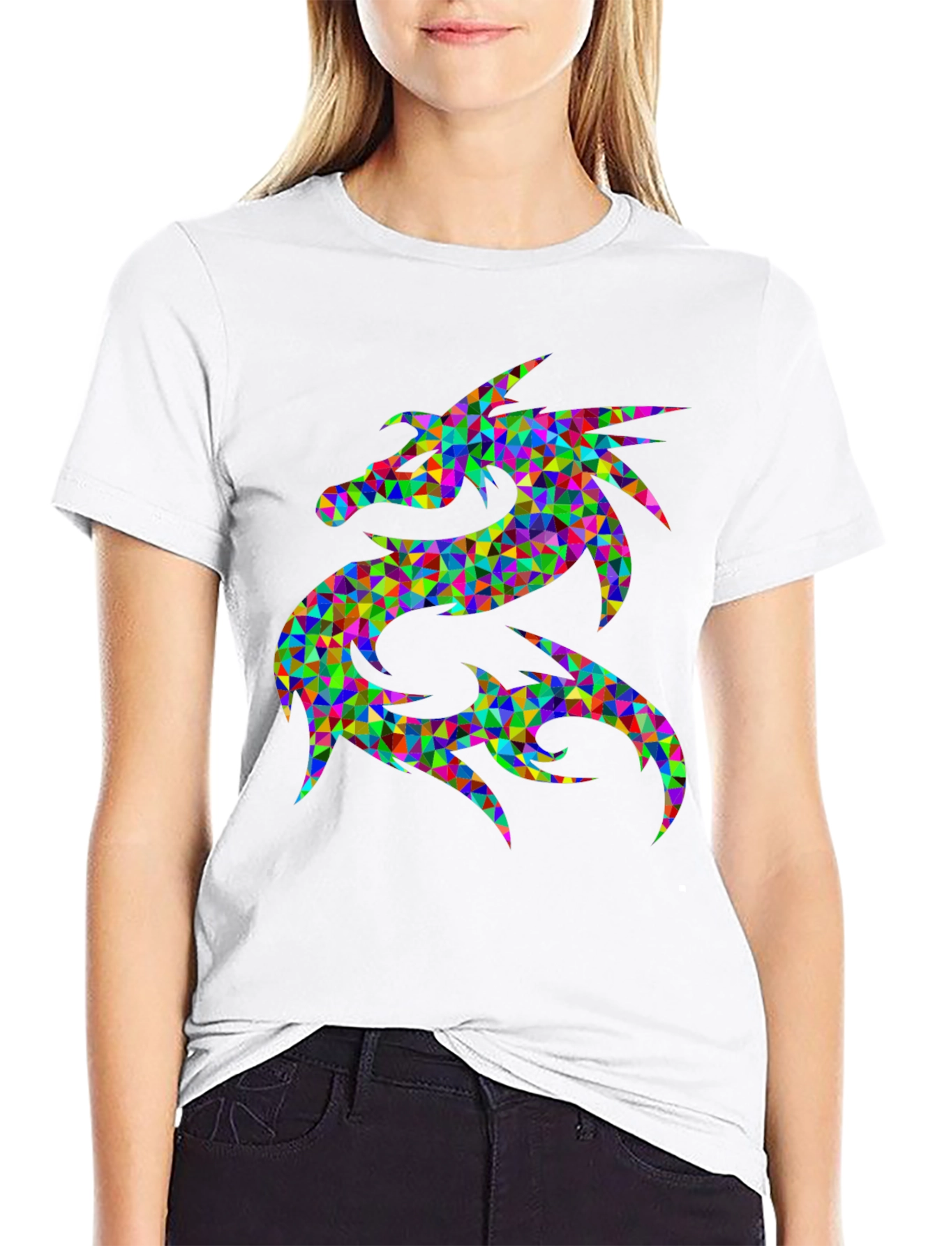 Geometric Dragon Graphic Tee - Bold Statement Shirt