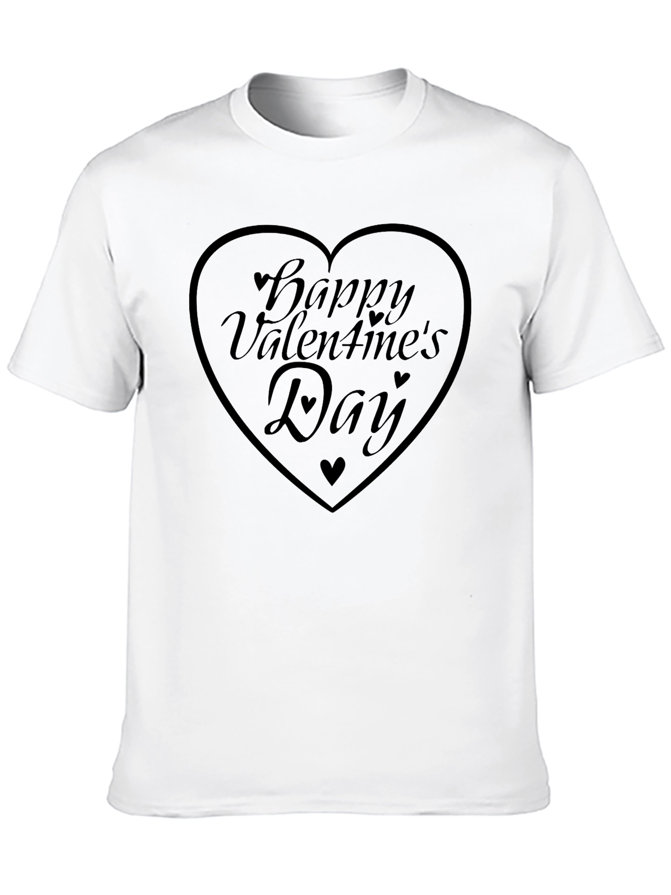 Happy Valentines Day Heart Graphic Tee - Black