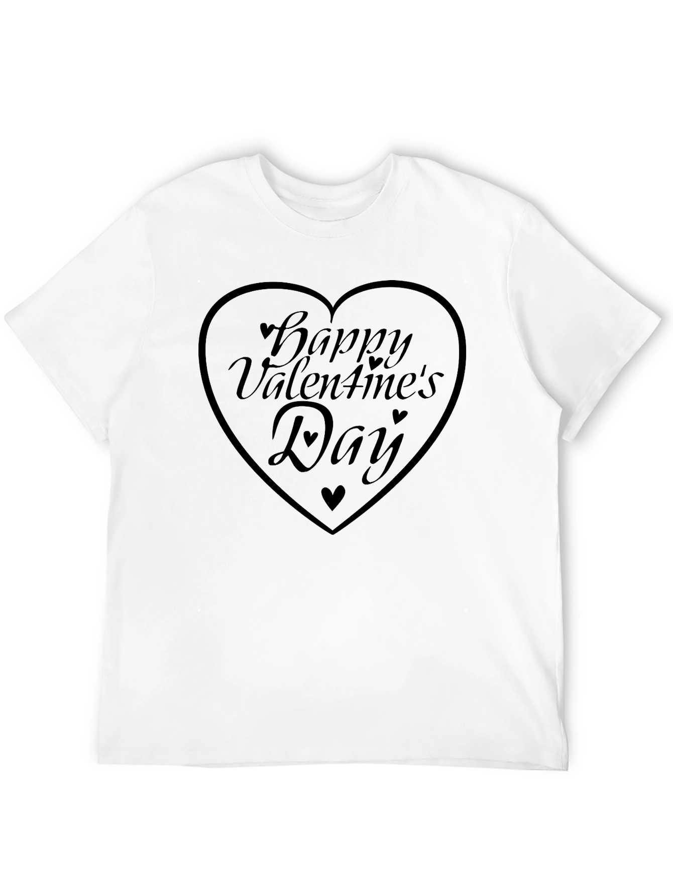 Happy Valentines Day Heart Graphic Tee - Black