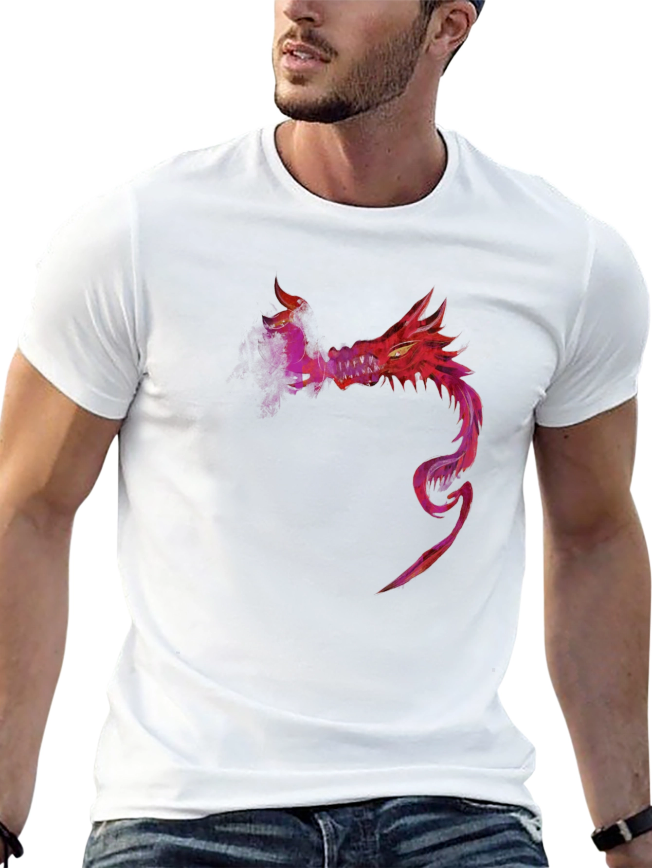 Red Dragon Graphic Tee - Stylish Mens Black T-Shirt