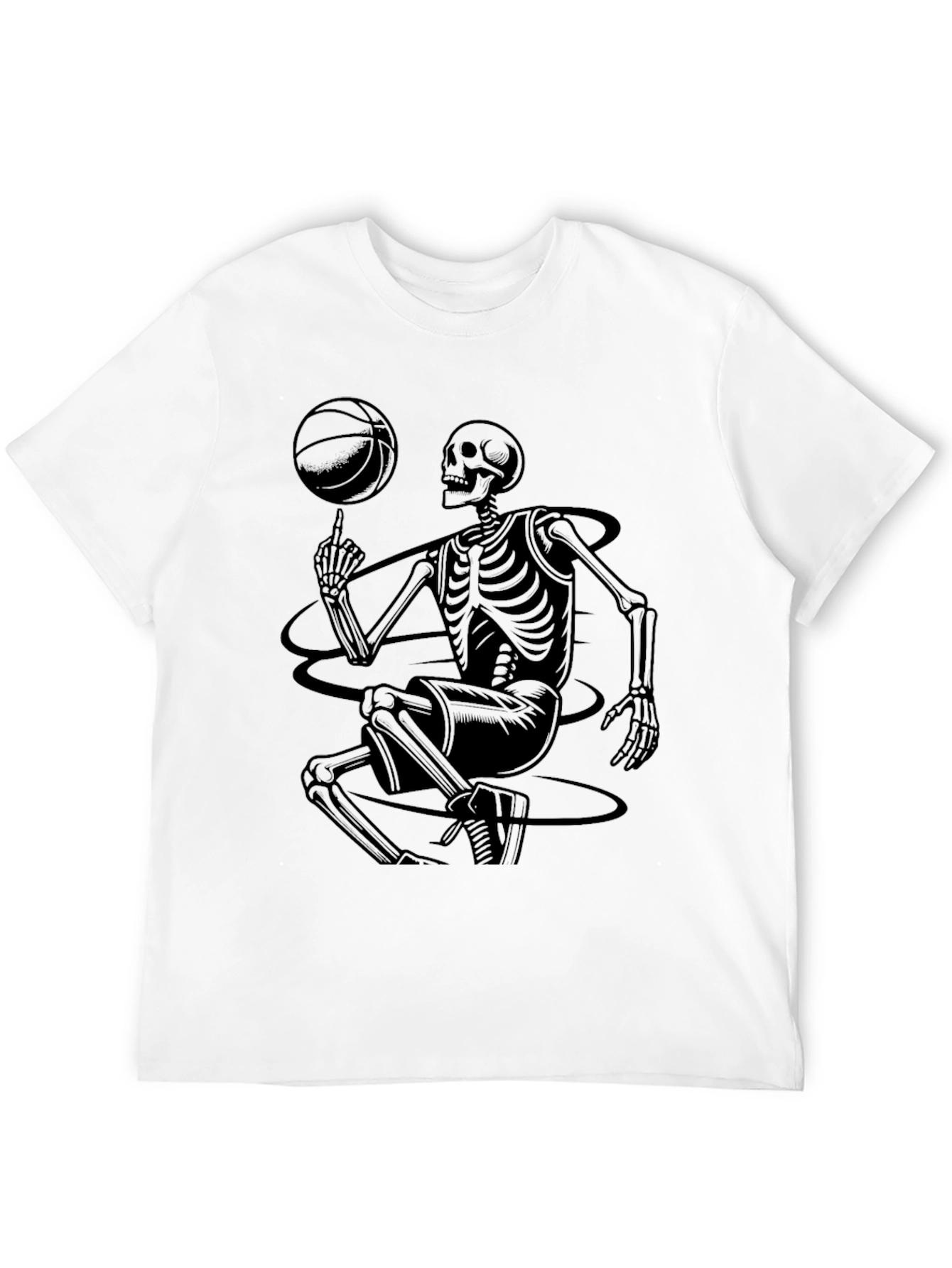 Skeleton Basketball Graphic T-Shirt - Black