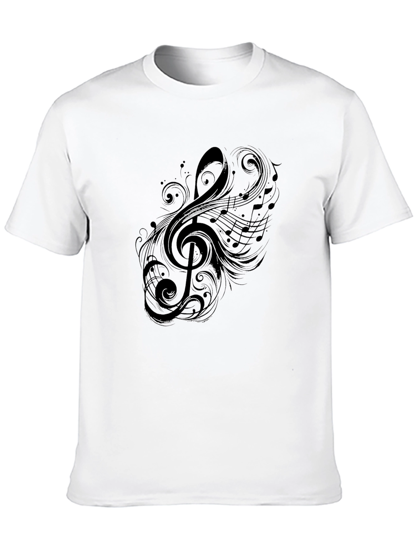 Stylish Black T-Shirt with Musical Note Design