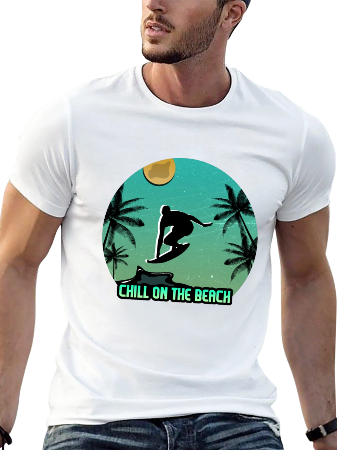 Chill On The Beach Surfer Graphic T-Shirt