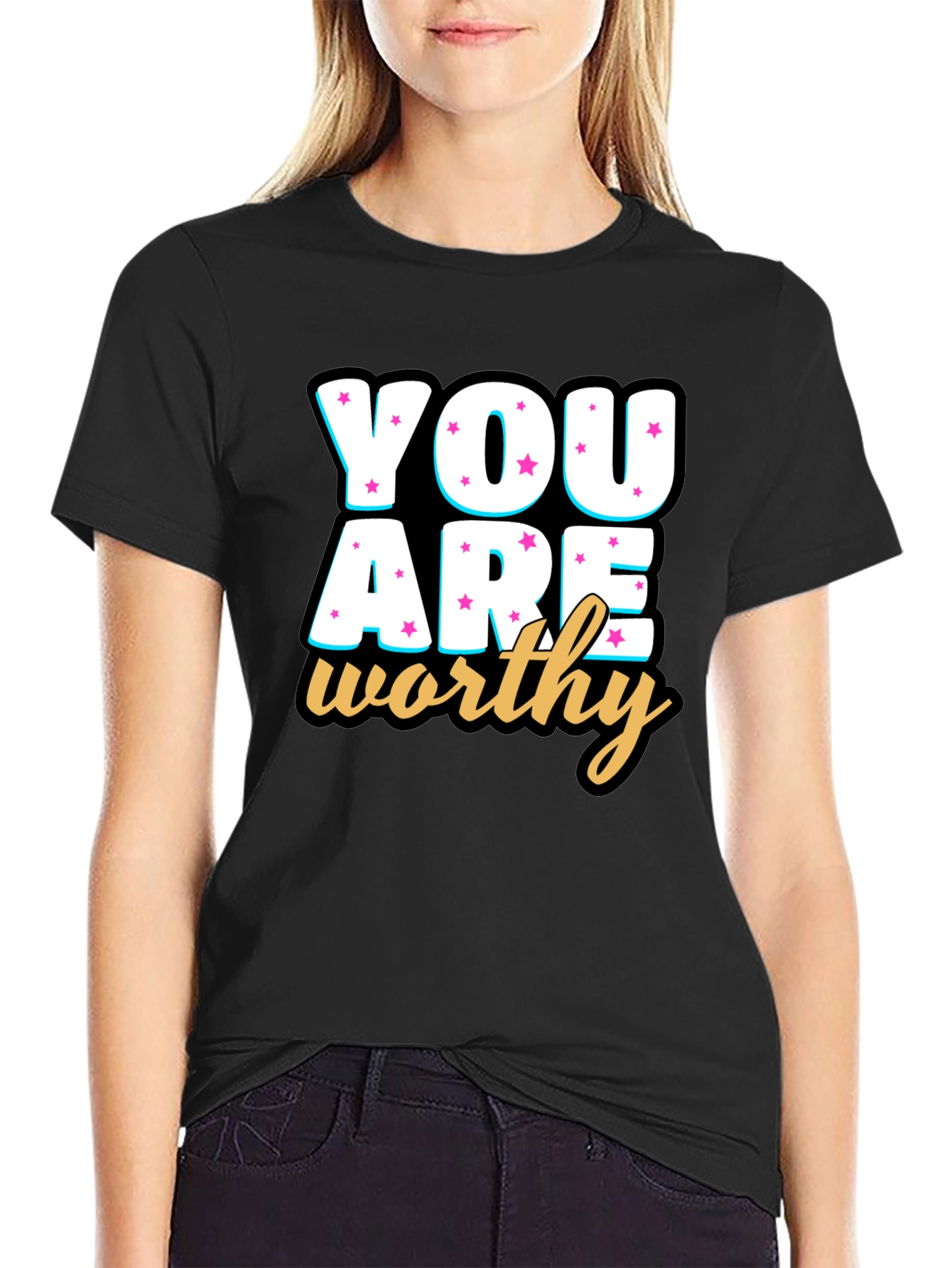 You Are Worthy Black Graphic Tee