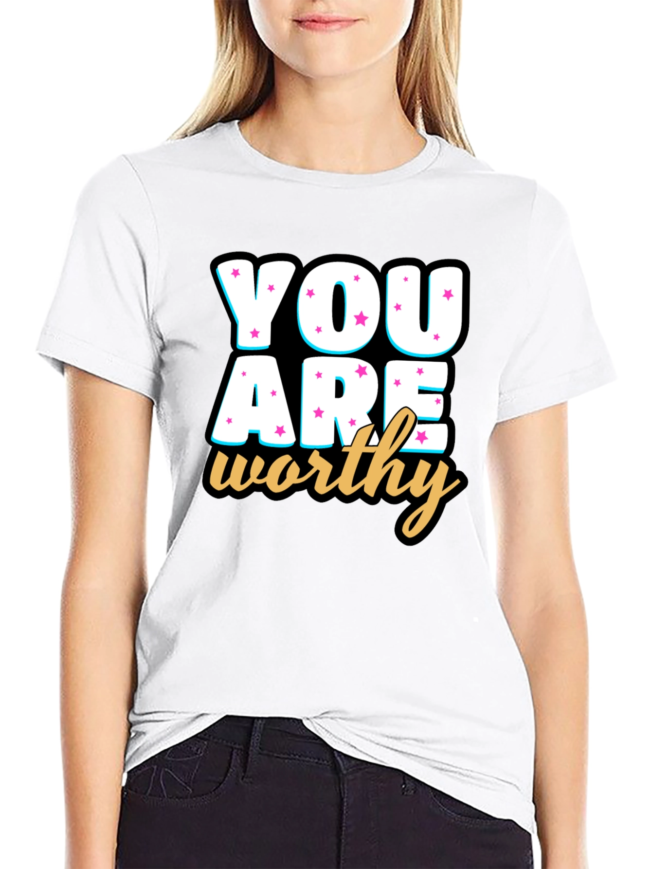You Are Worthy Black Graphic Tee
