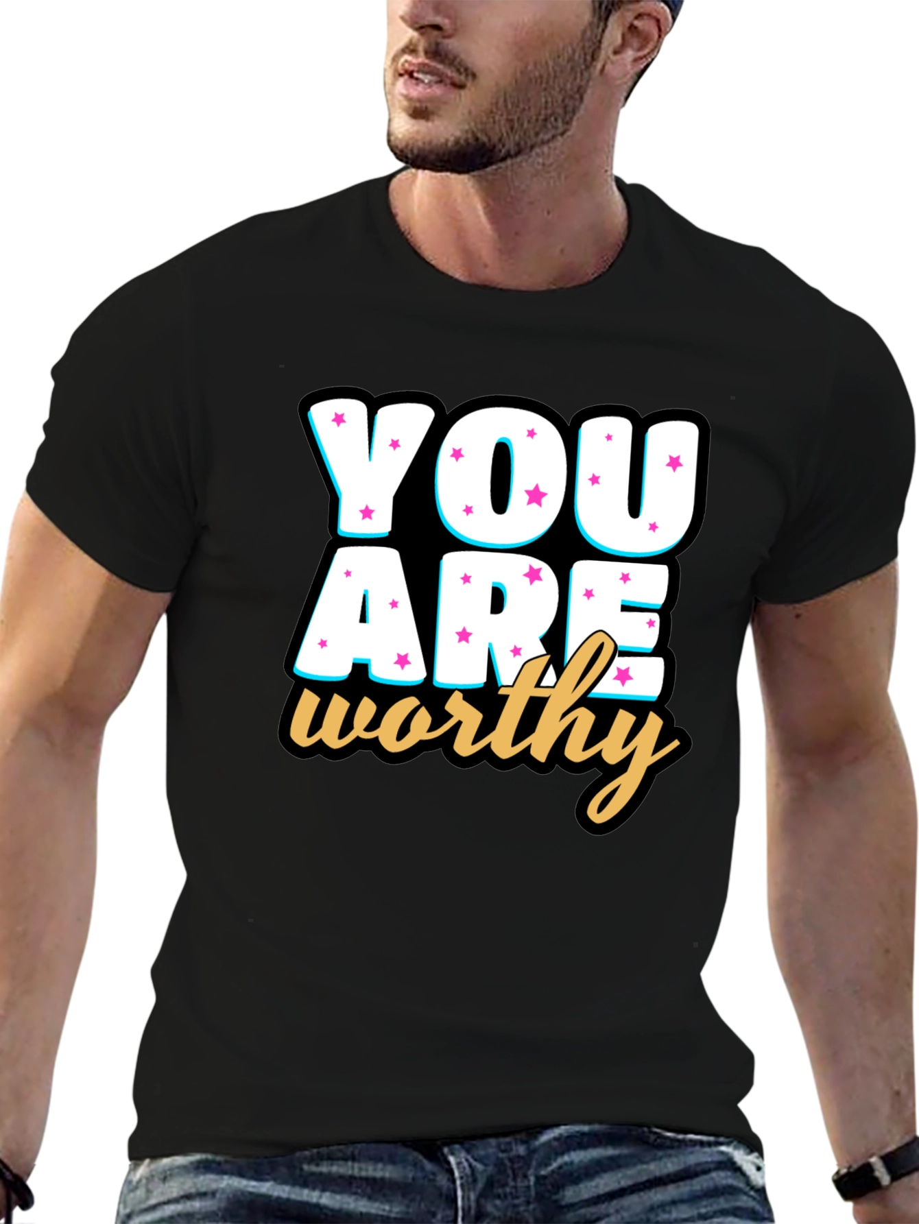 You Are Worthy Black Graphic Tee