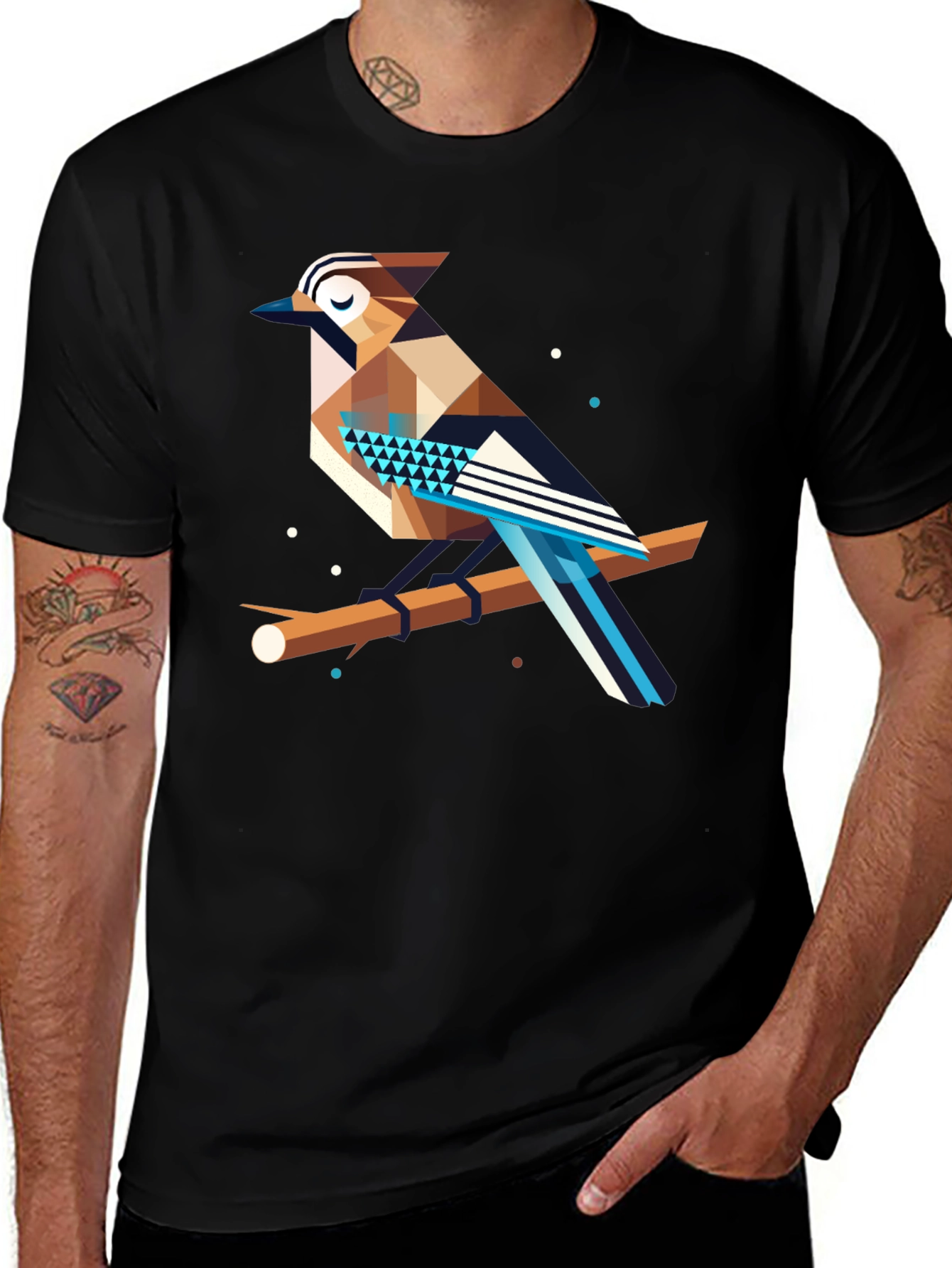 Geometric Bird Graphic Tee - Modern Design