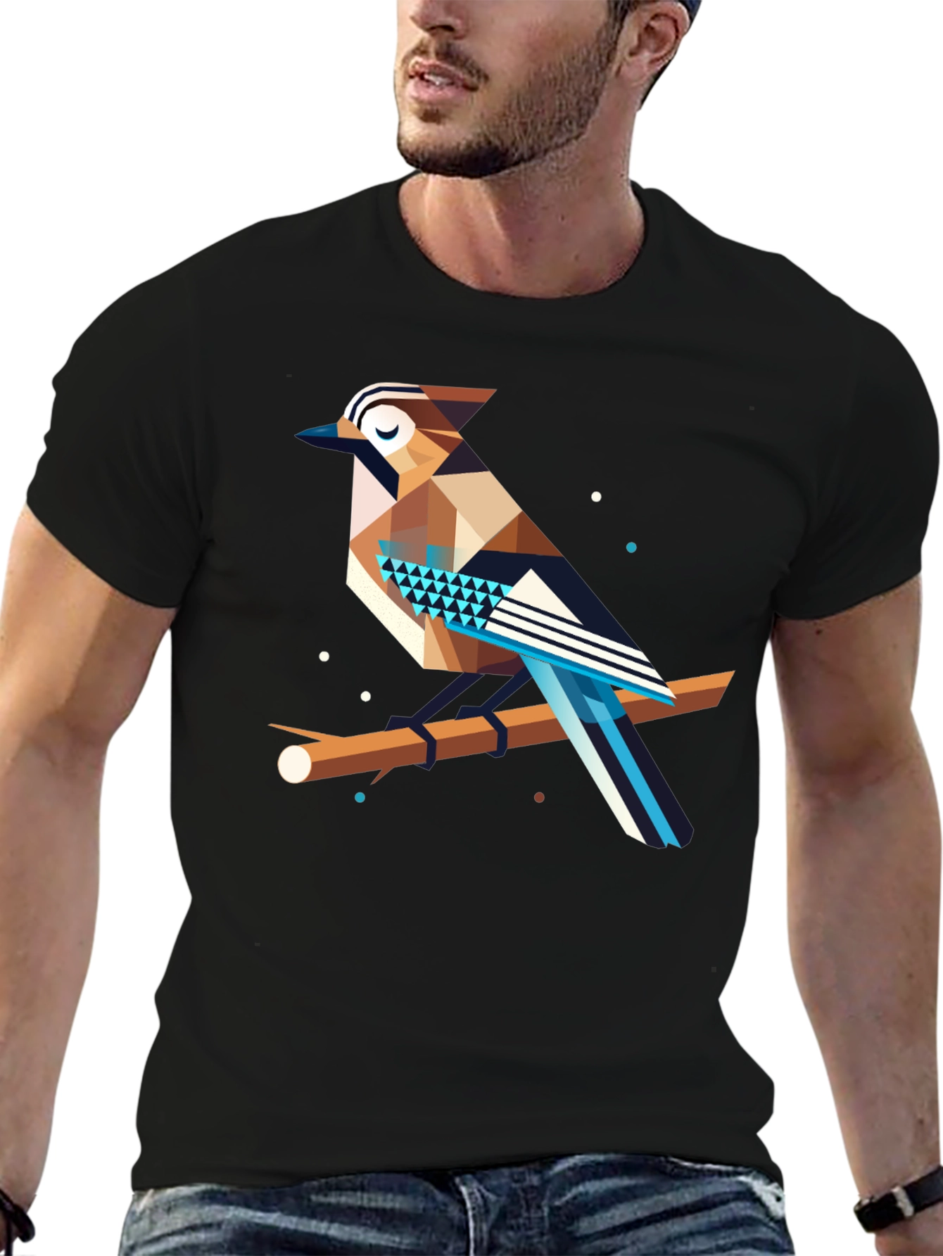 Geometric Bird Graphic Tee - Modern Design