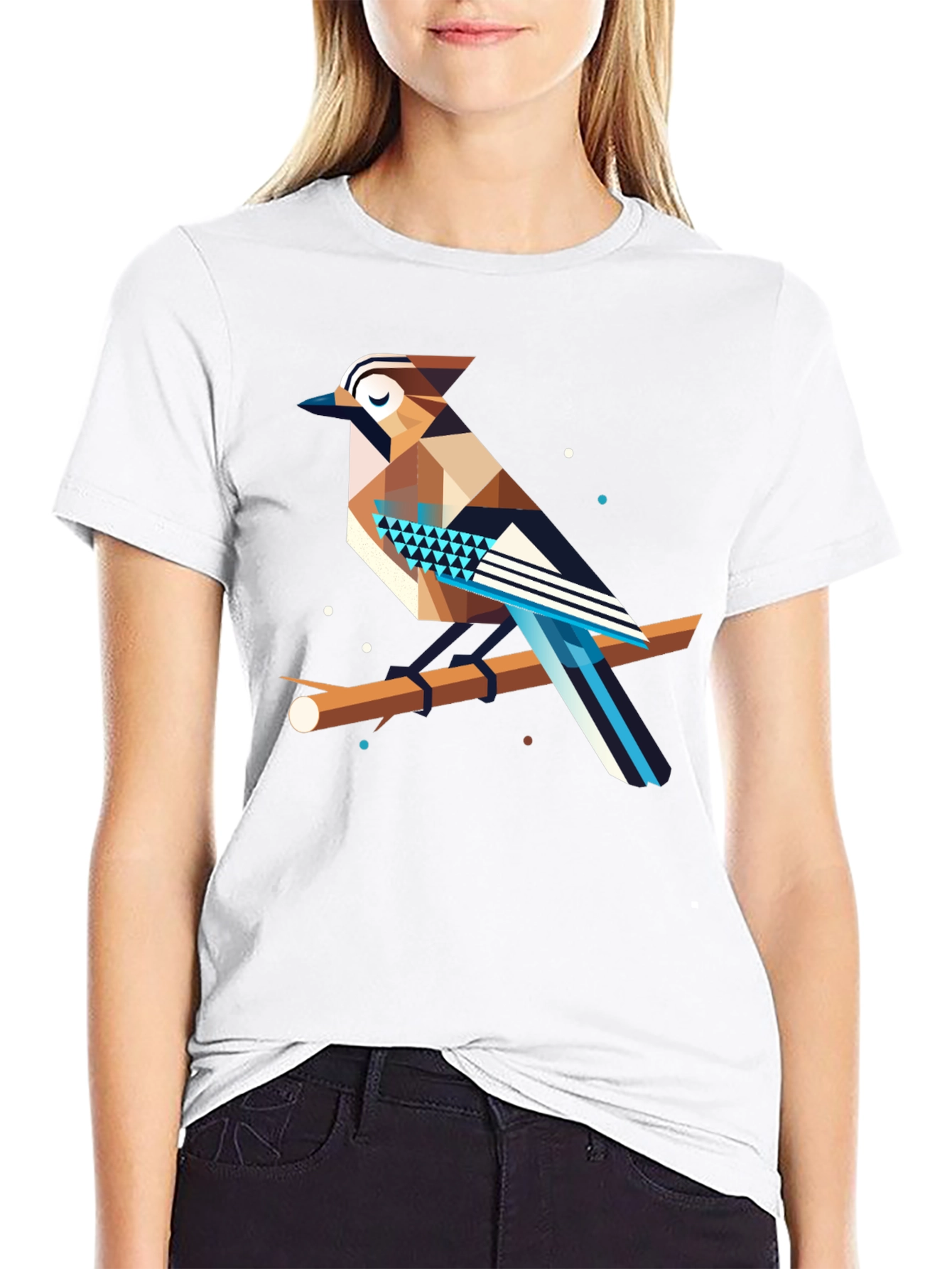 Geometric Bird Graphic Tee - Modern Design