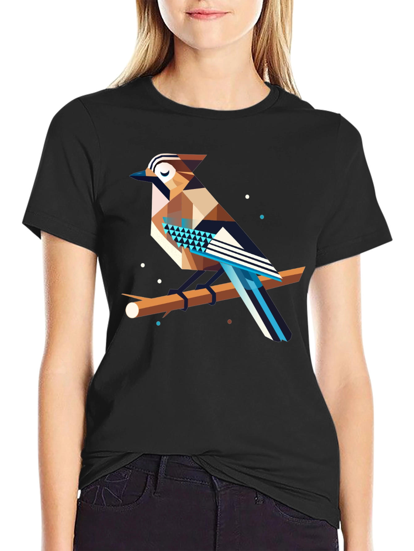 Geometric Bird Graphic Tee - Modern Design
