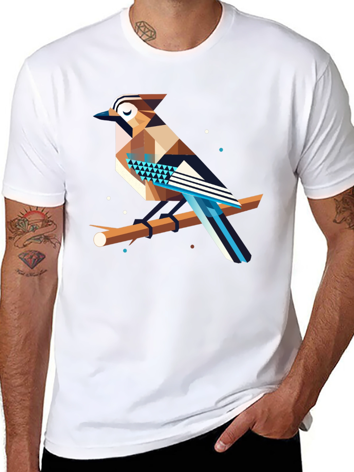 Geometric Bird Graphic Tee - Modern Design