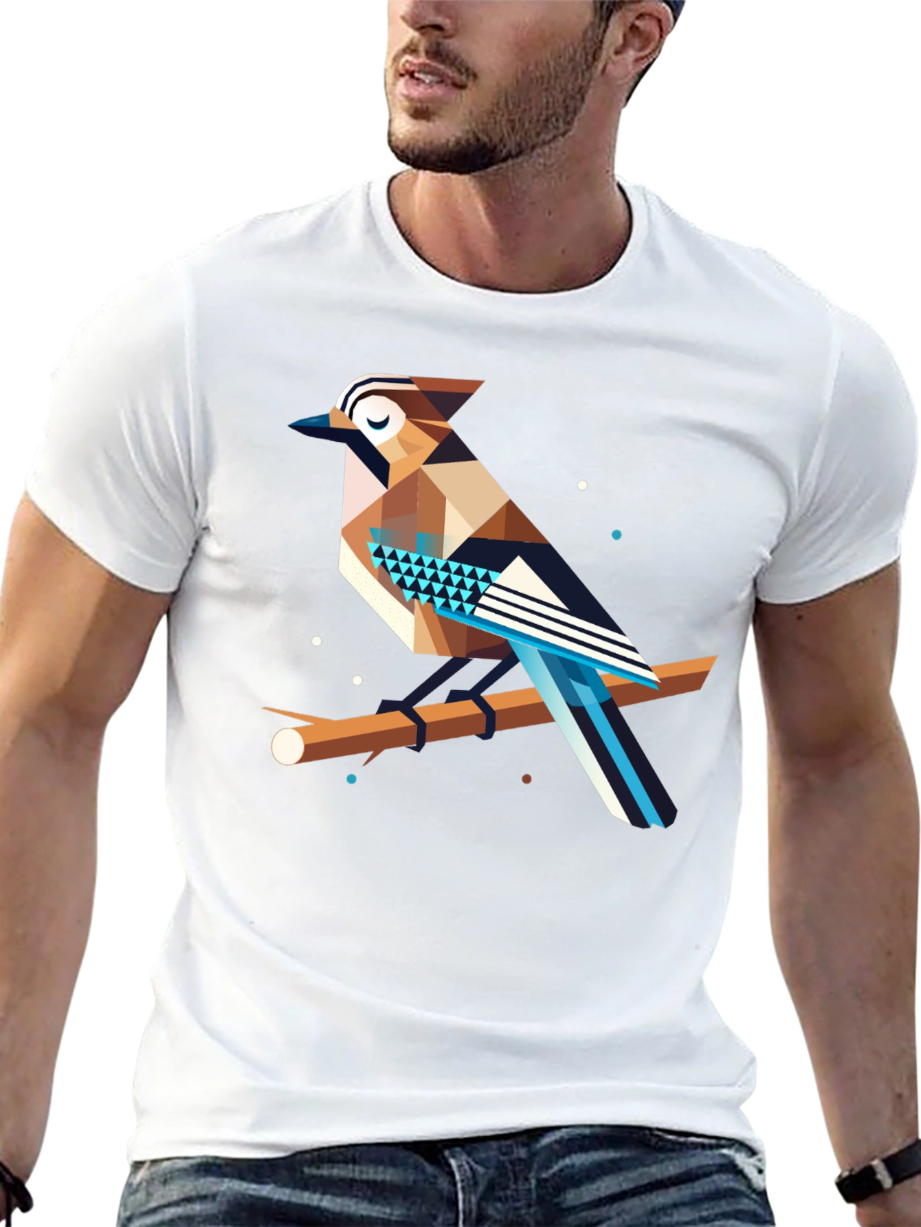 Geometric Bird Graphic Tee - Modern Design