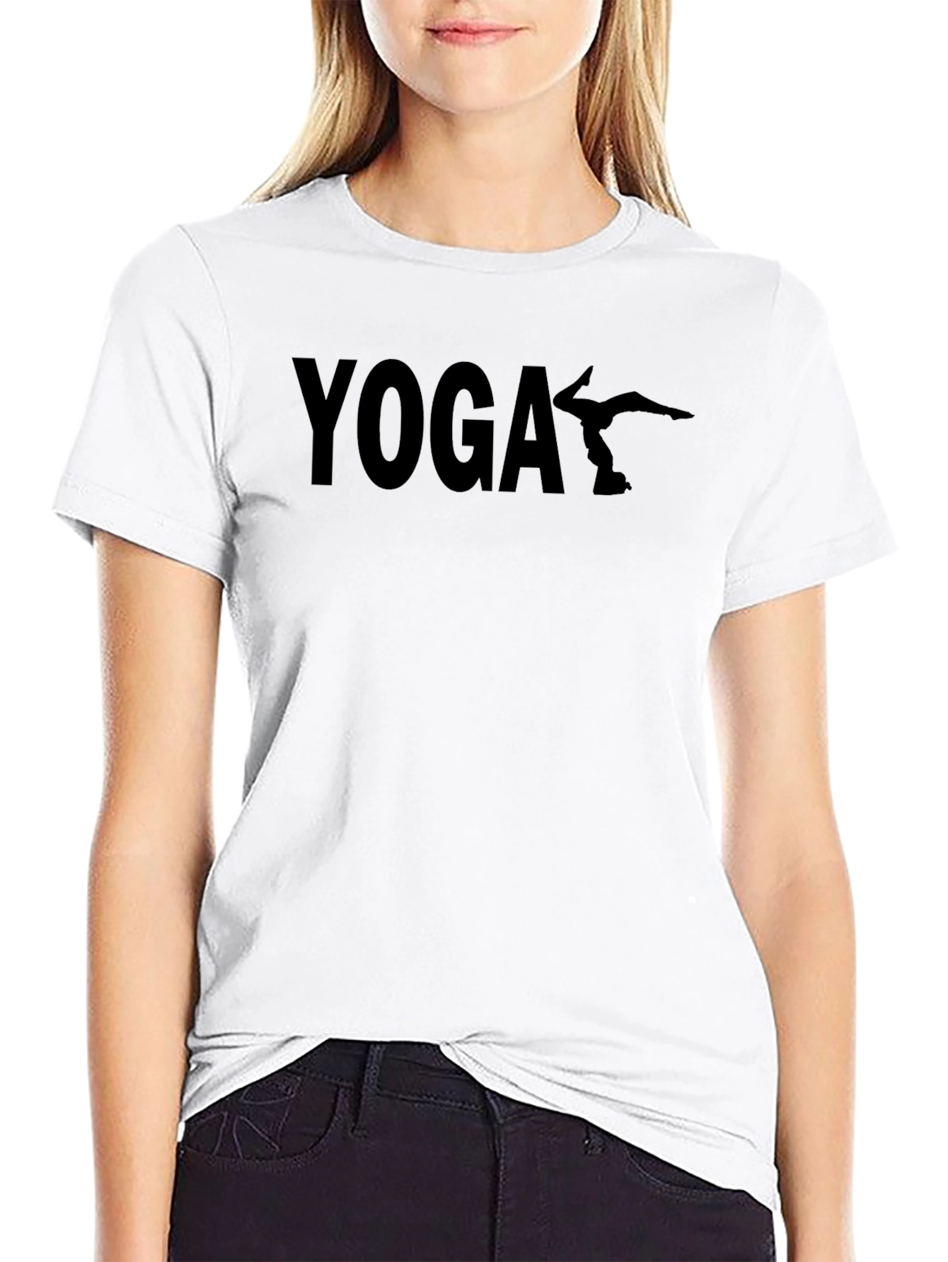 Yoga Silhouette Graphic T-Shirt - Black