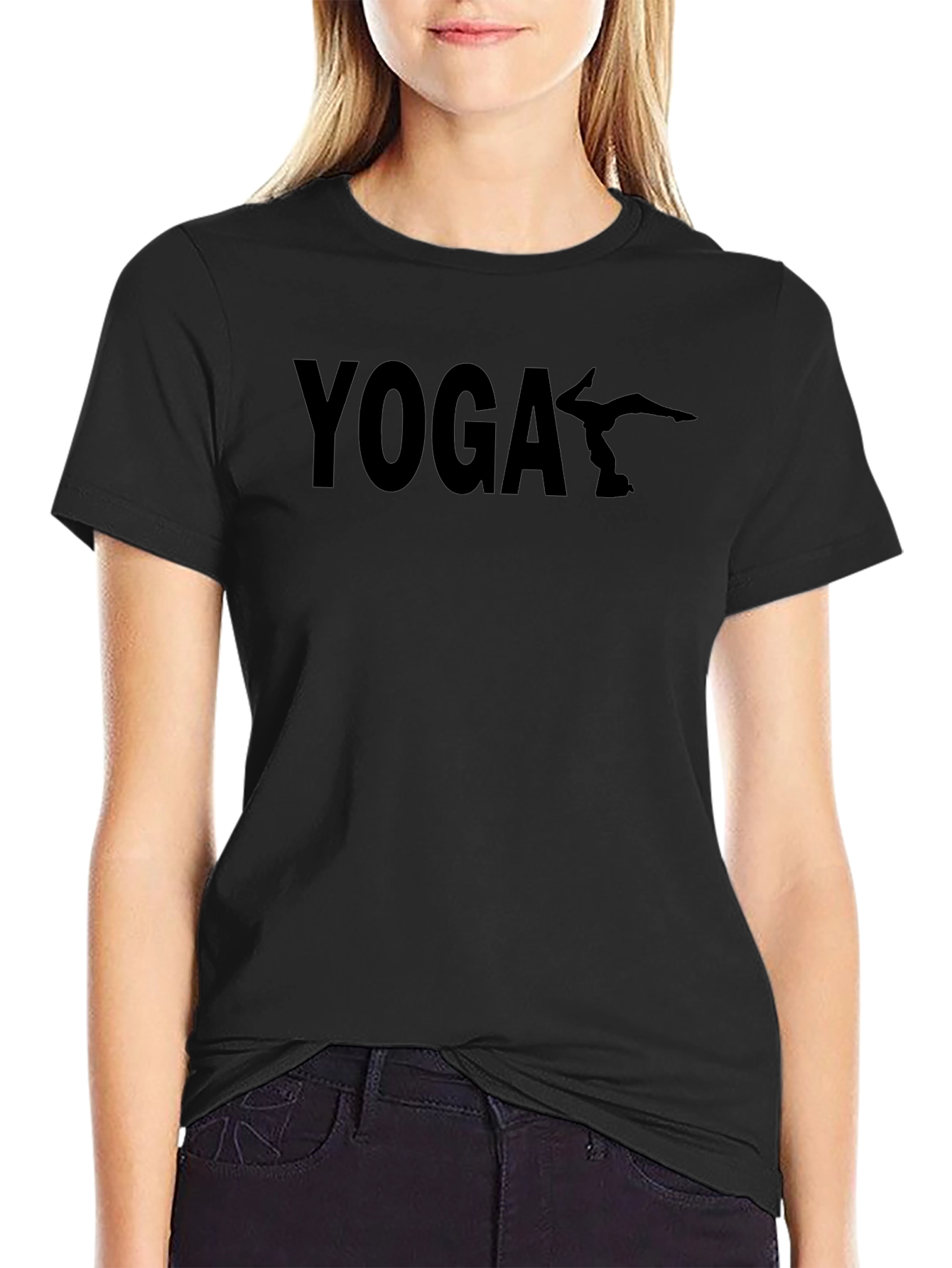 Yoga Silhouette Graphic T-Shirt - Black