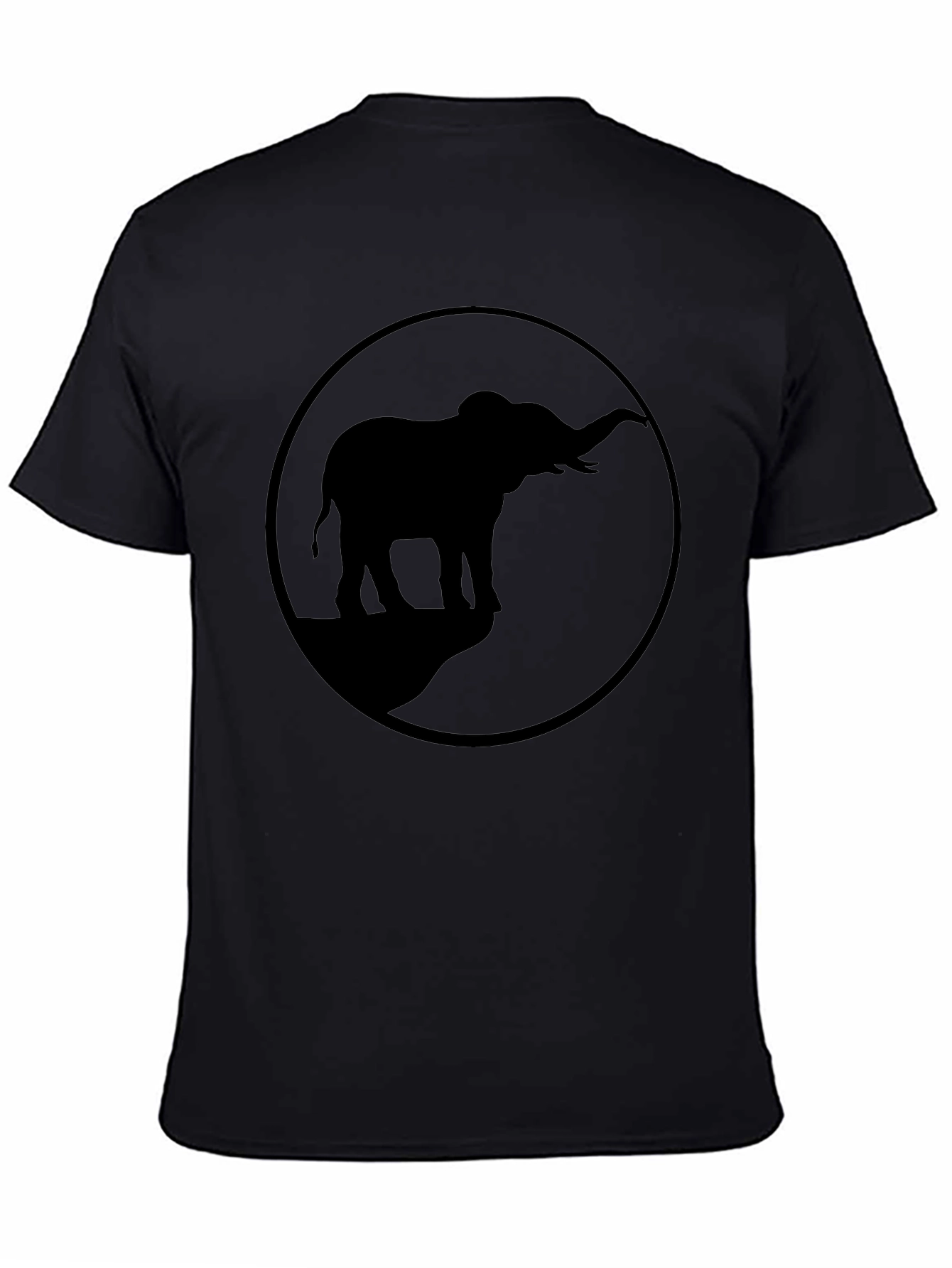 Elephant Silhouette Graphic Tee - Black Cotton Blend