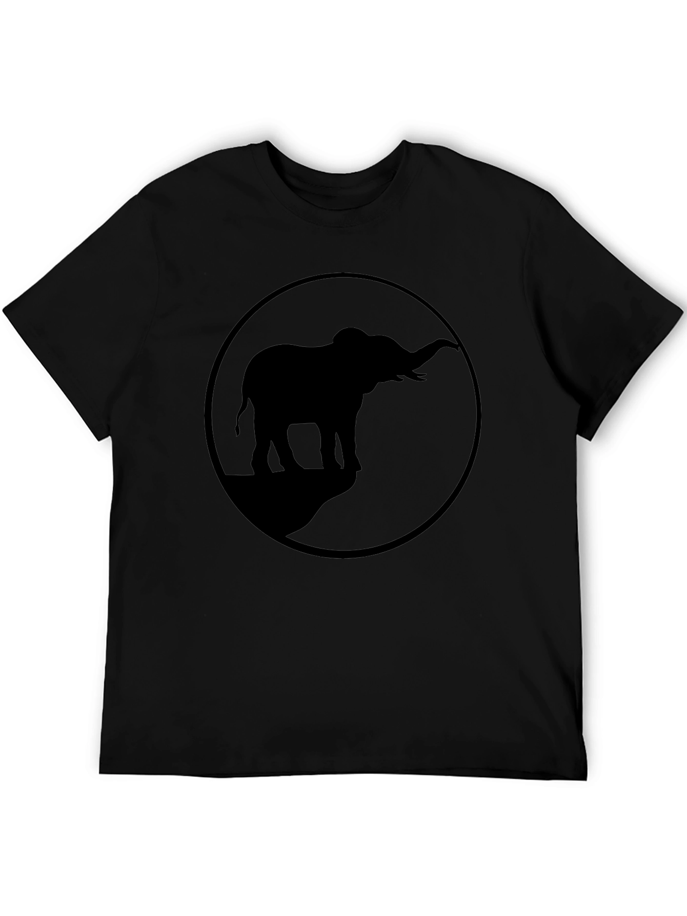 Elephant Silhouette Graphic Tee - Black Cotton Blend