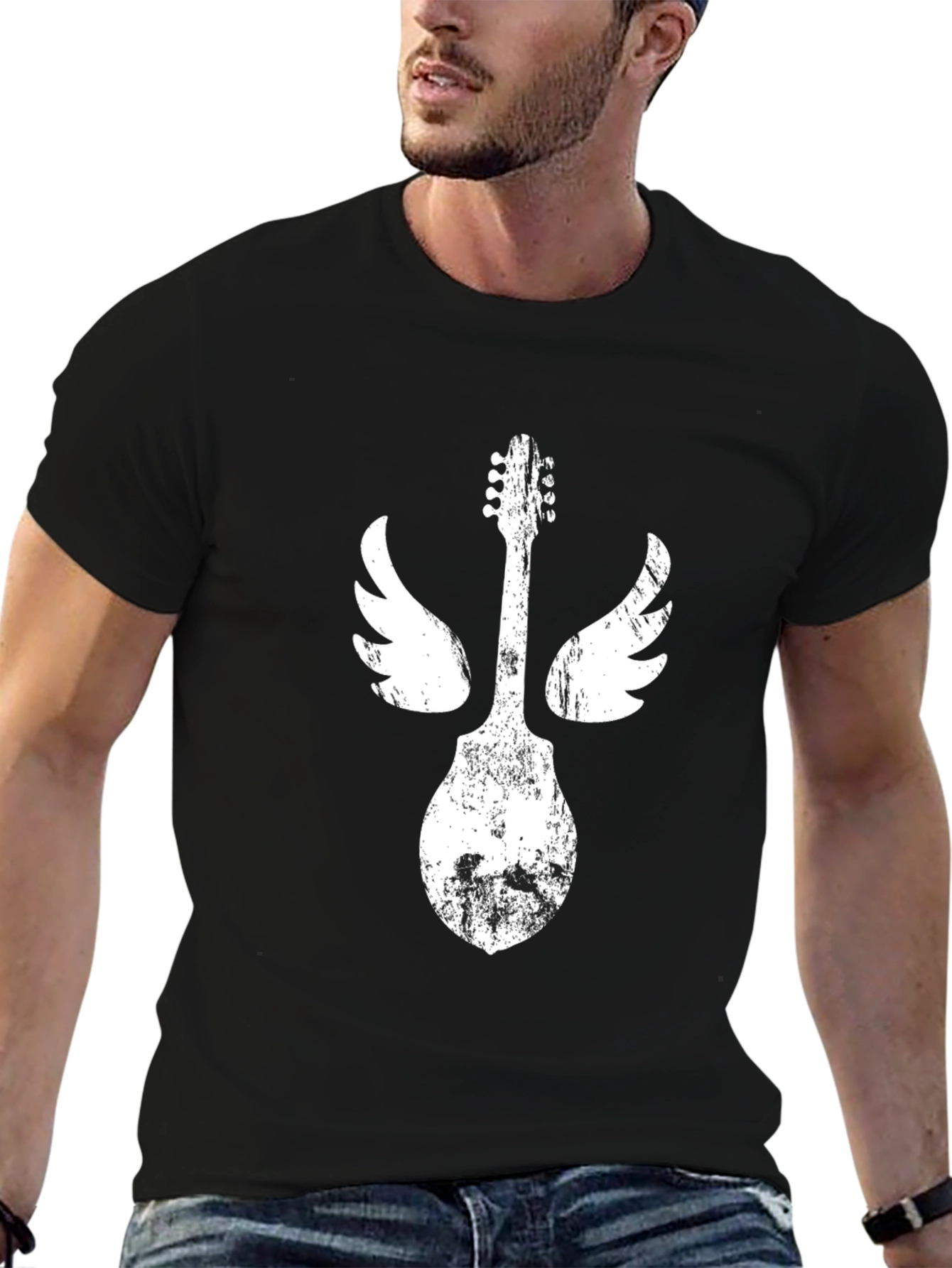 Guitar Wings Graphic T-Shirt - Black Cotton Tee