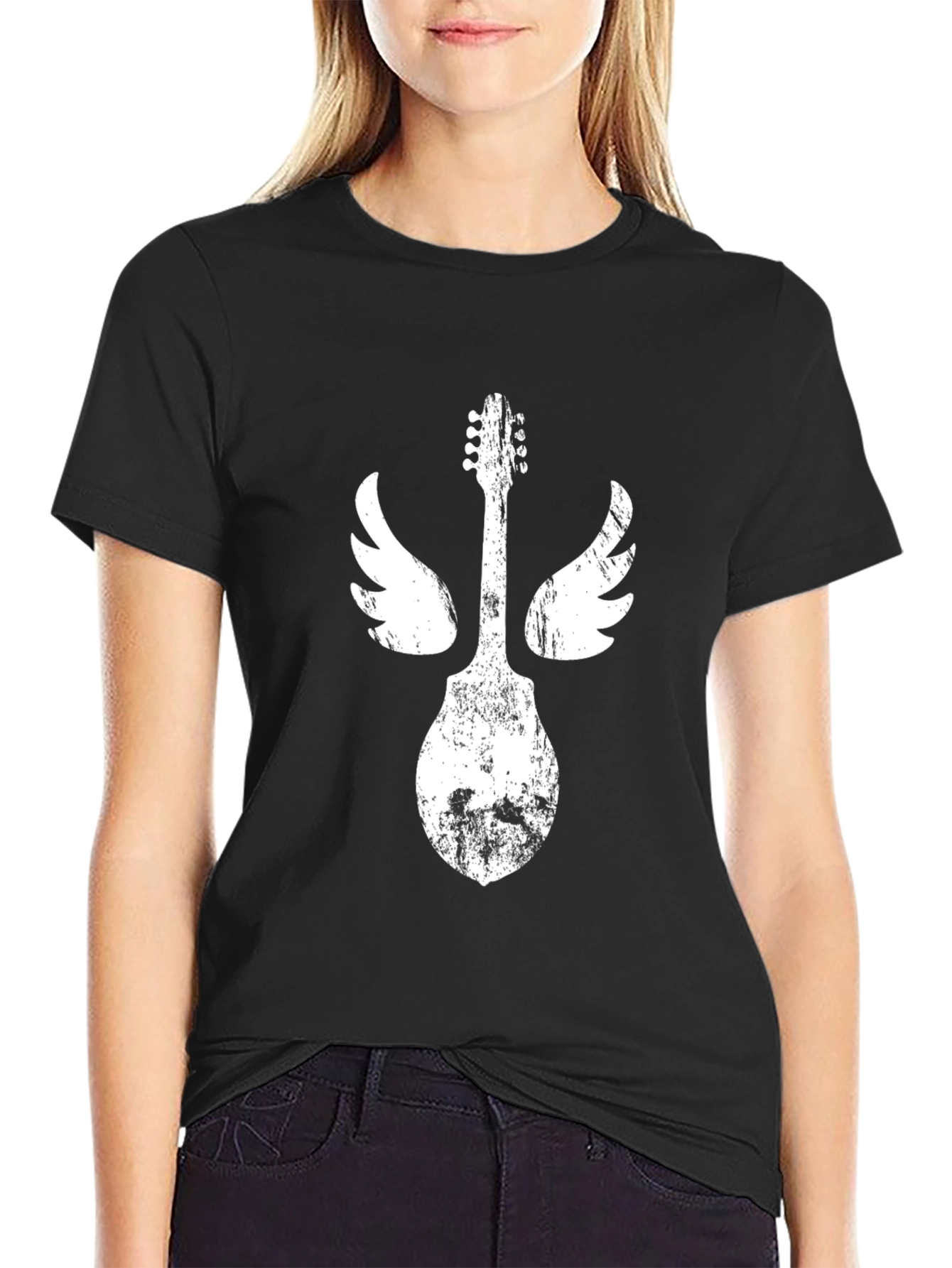 Guitar Wings Graphic T-Shirt - Black Cotton Tee