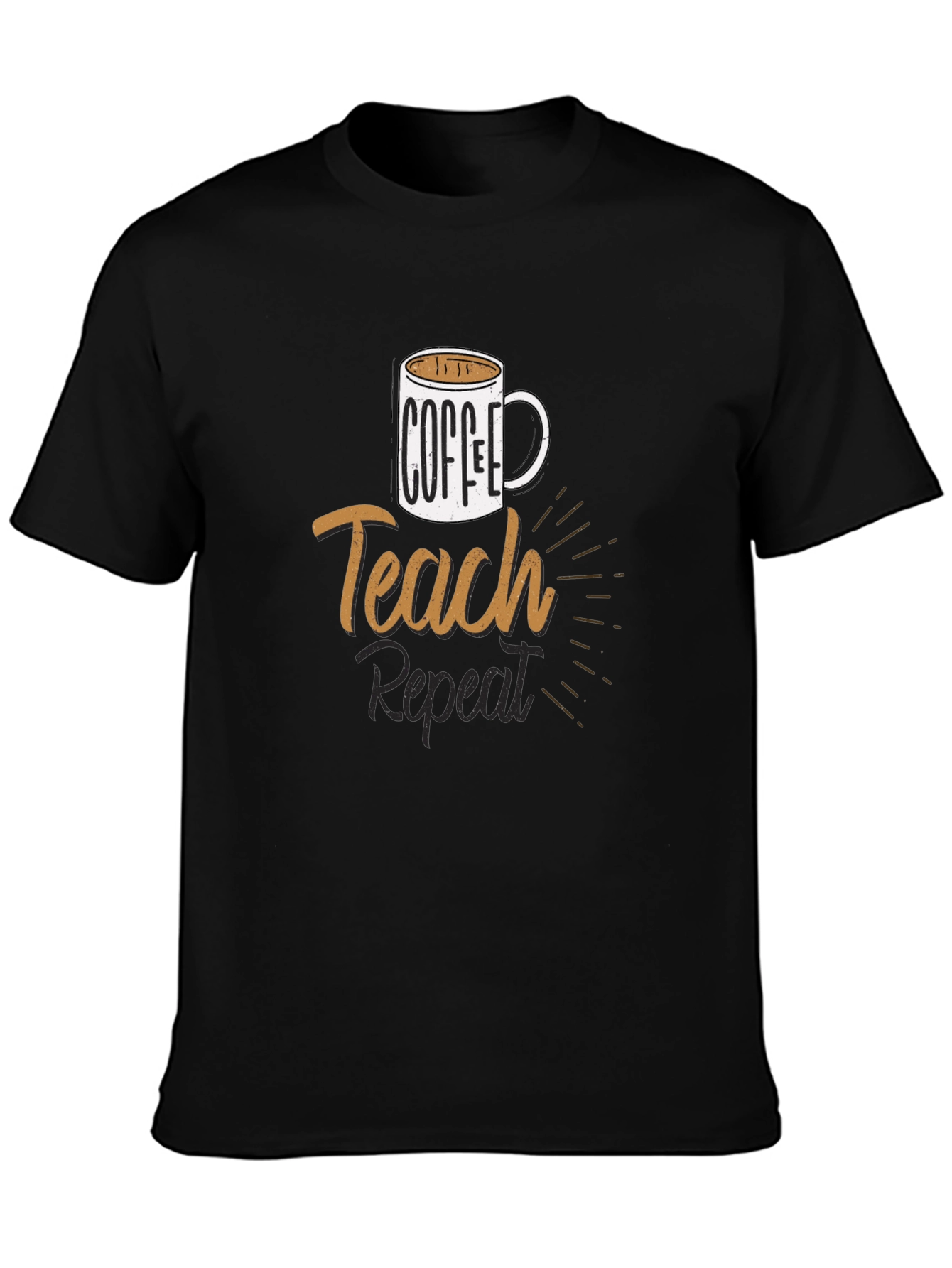 Coffee Teach Repeat T-Shirt - Black