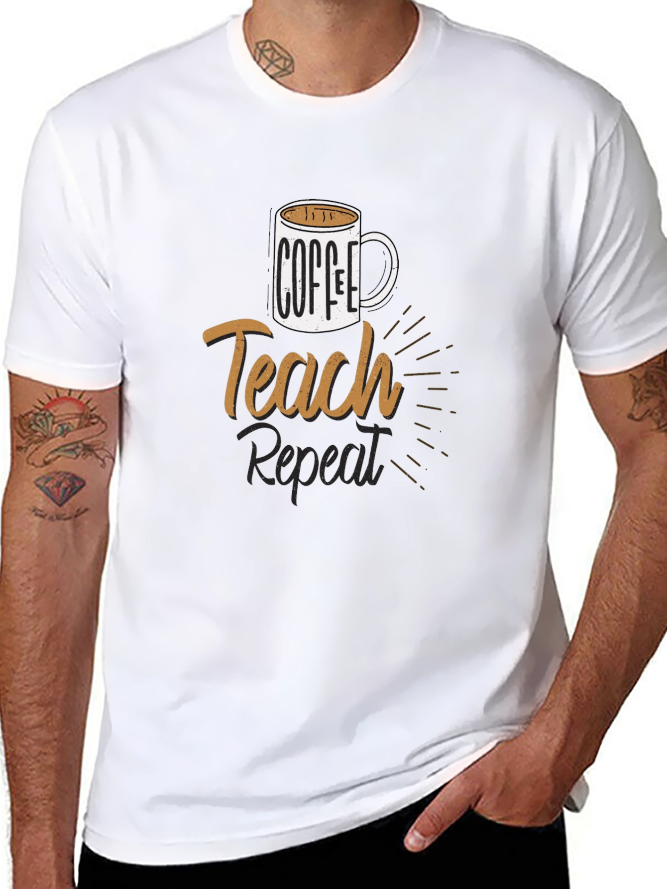 Coffee Teach Repeat T-Shirt - Black