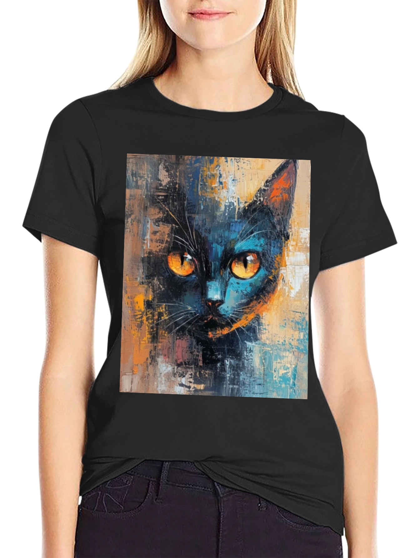 Black Cat Art T-Shirt