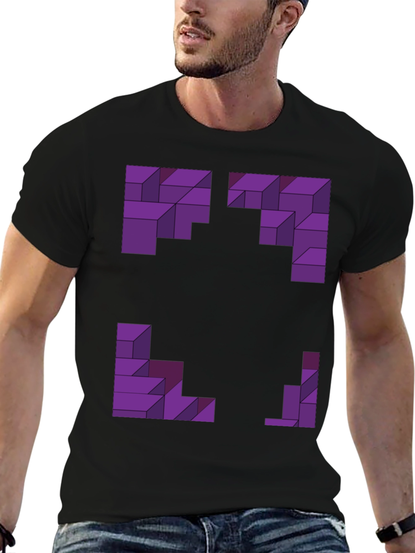 Abstract Purple Block Graphic Tee