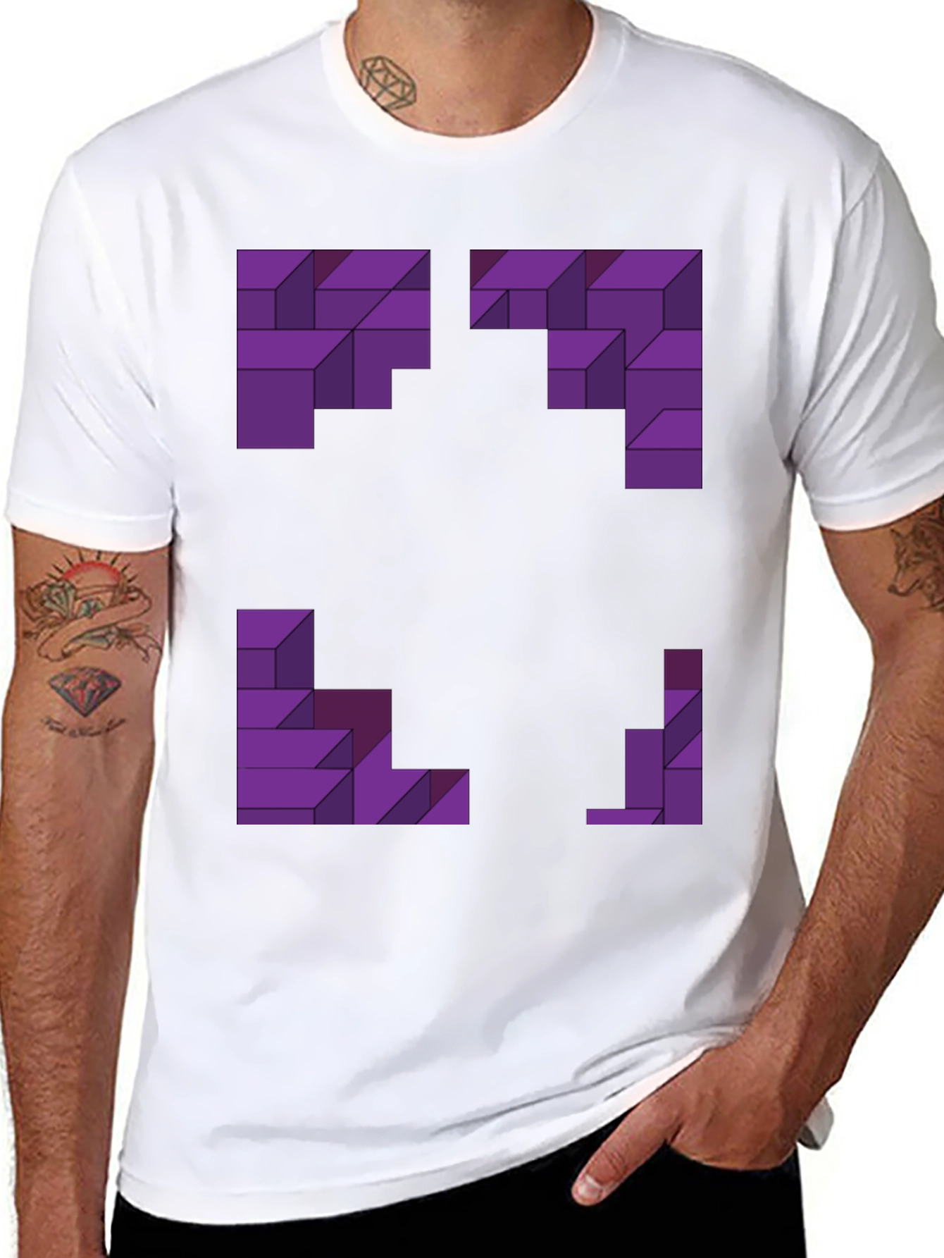 Abstract Purple Block Graphic Tee