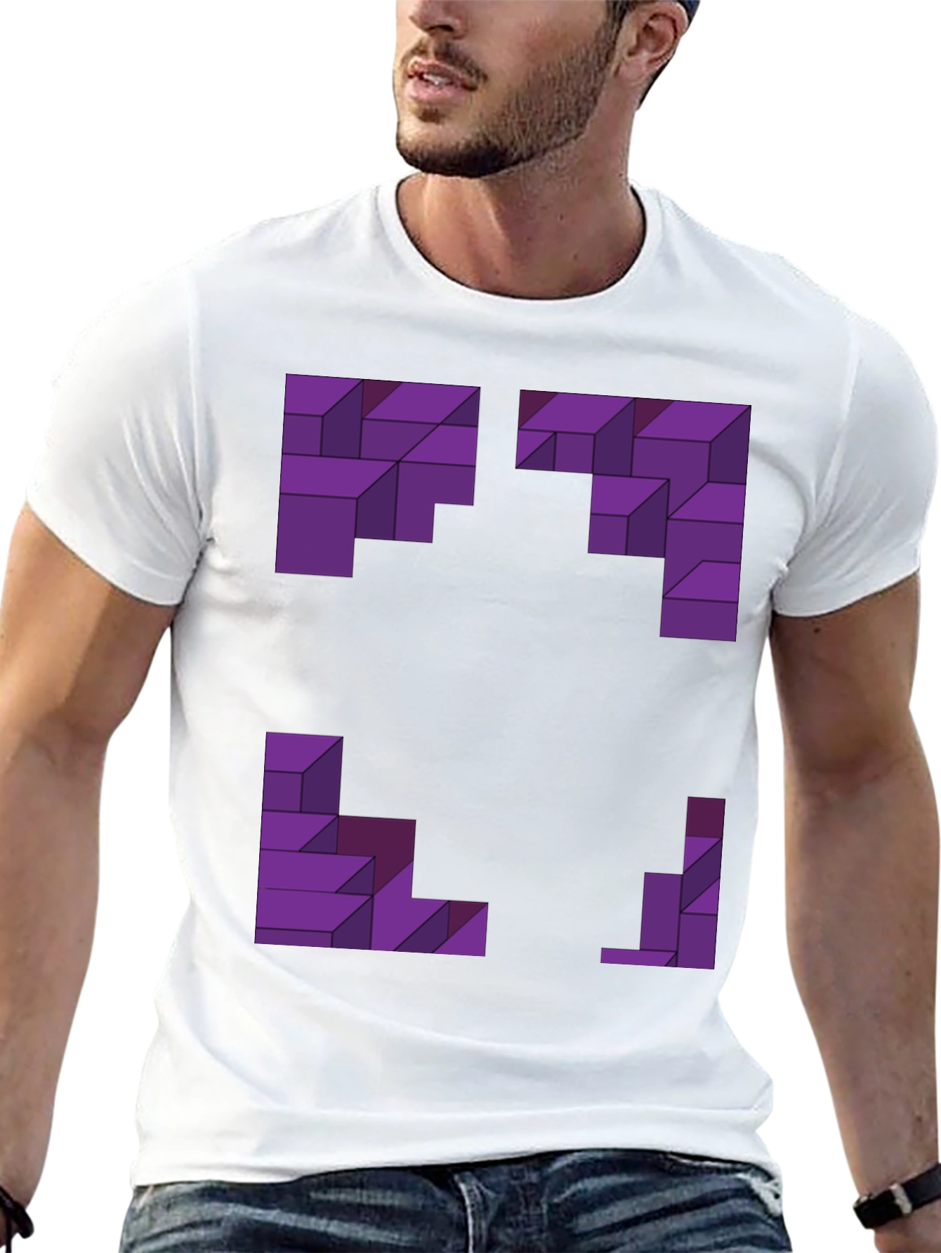 Abstract Purple Block Graphic Tee