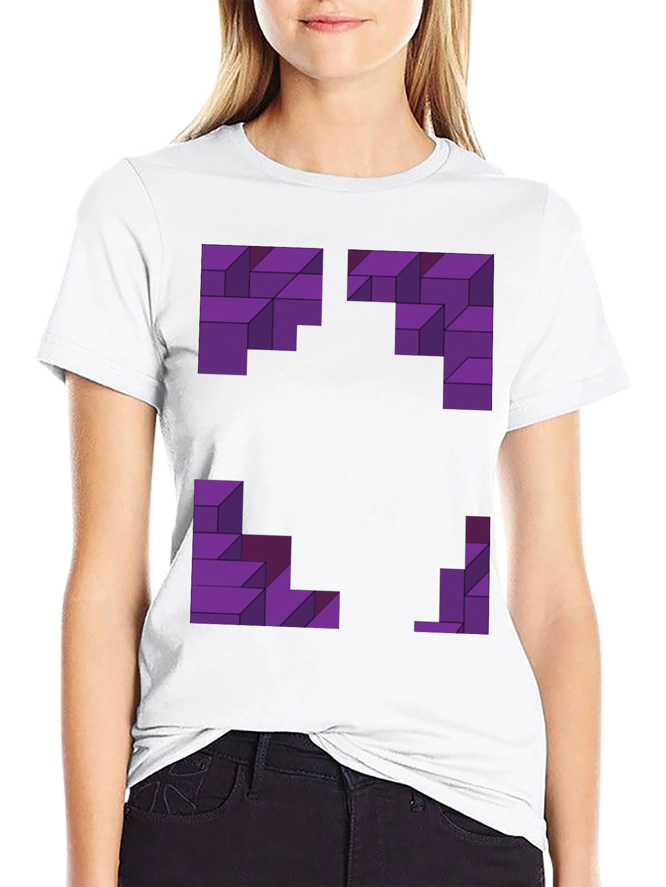 Abstract Purple Block Graphic Tee
