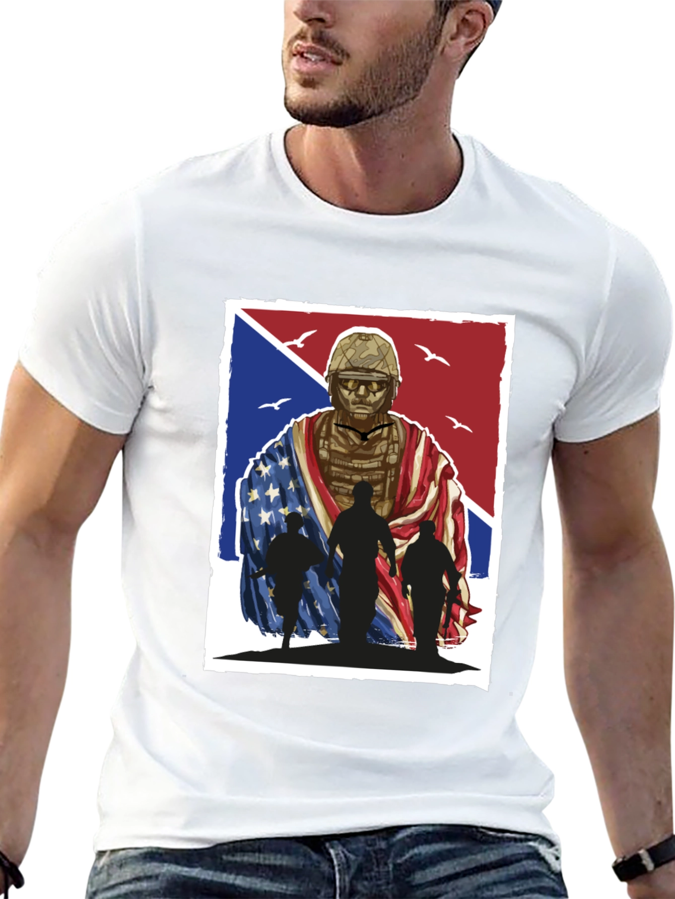 Patriotic Soldier Graphic T-Shirt - Memorial Day Apparel