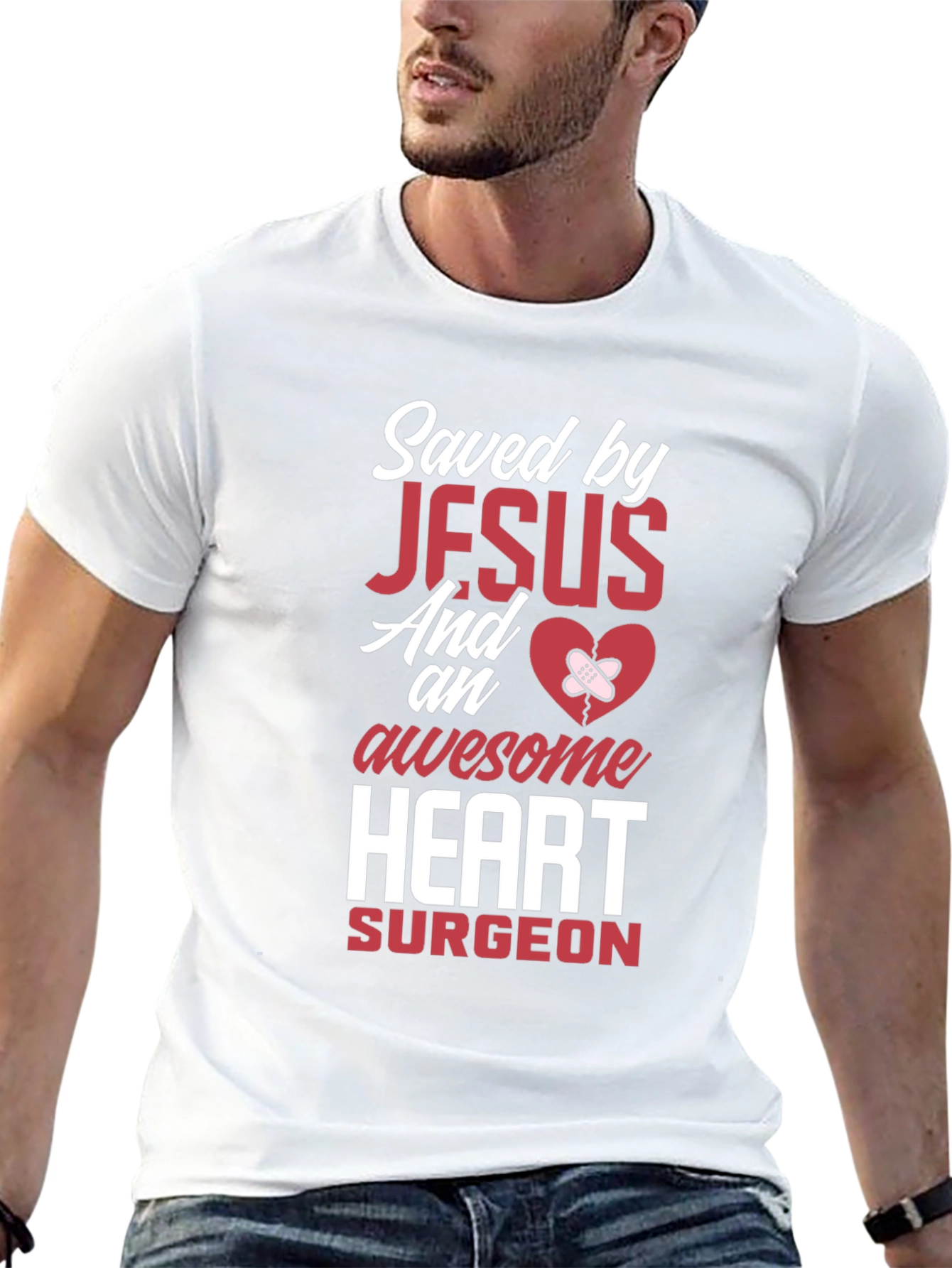Saved By Jesus Heart Surgeon Graphic T-Shirt