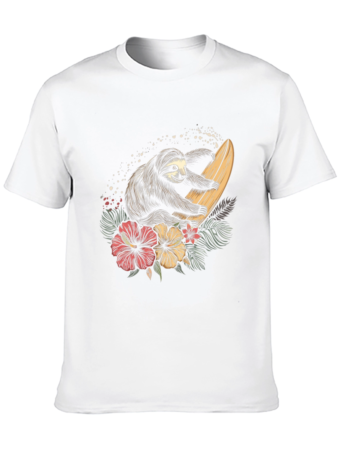 Surfing Sloth Graphic Tee - Tropical Style Shirt