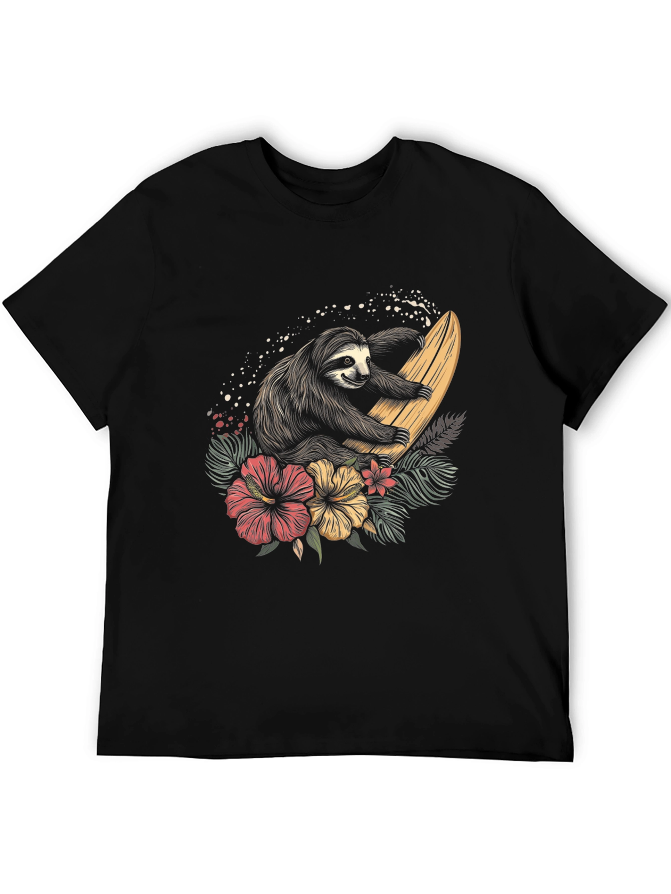 Surfing Sloth Graphic Tee - Tropical Style Shirt