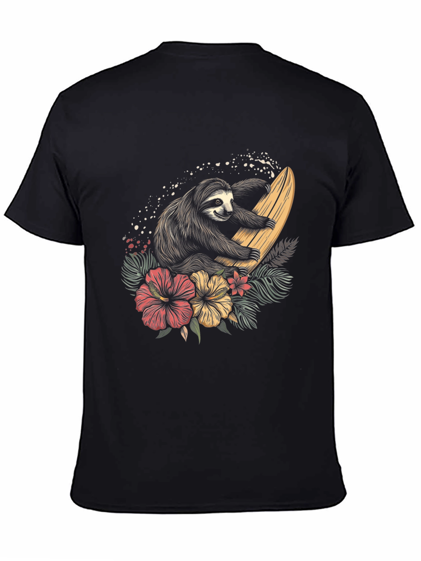 Surfing Sloth Graphic Tee - Tropical Style Shirt