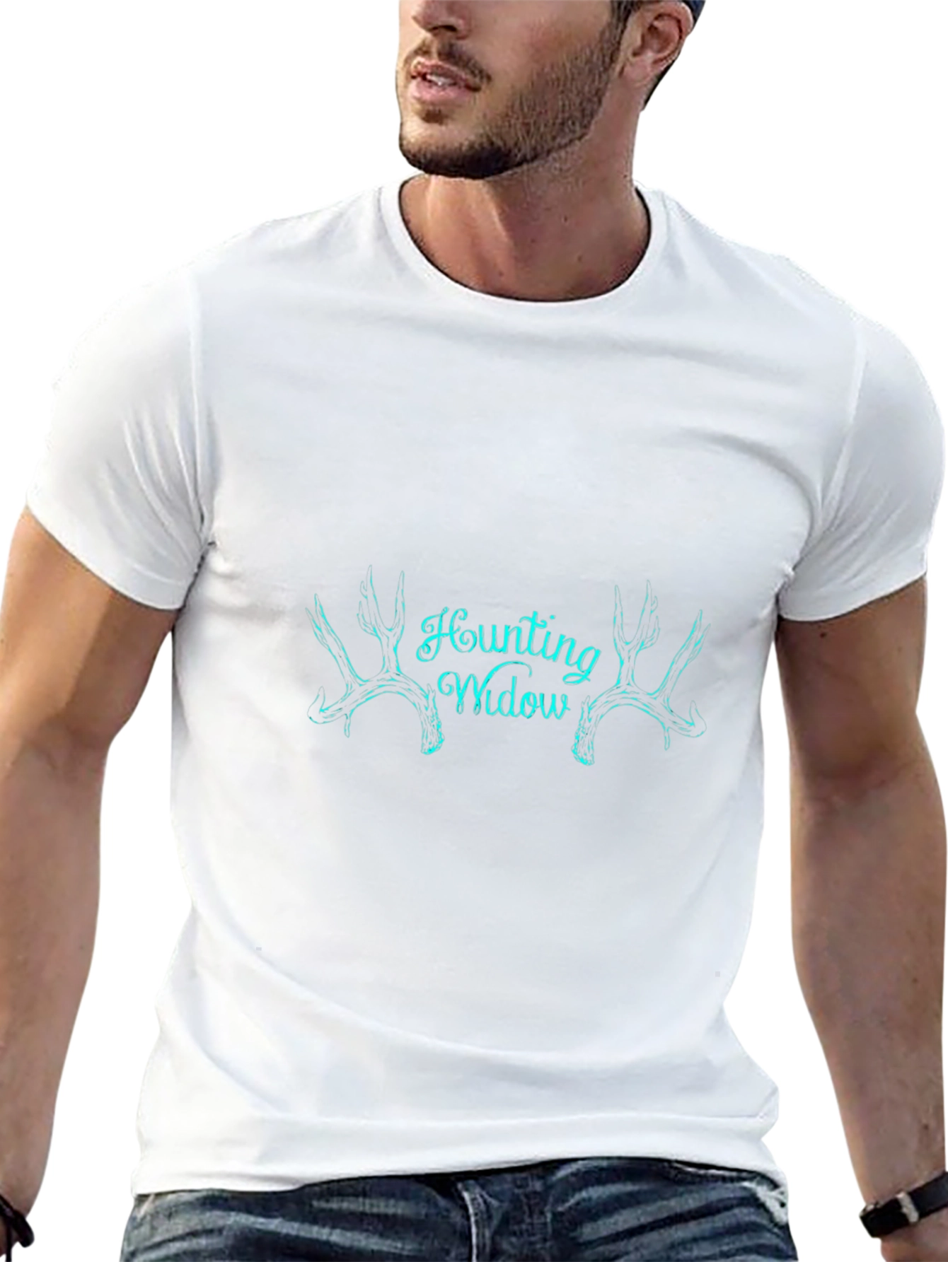 Hunting Widow Tee - Black Antler Design T-Shirt