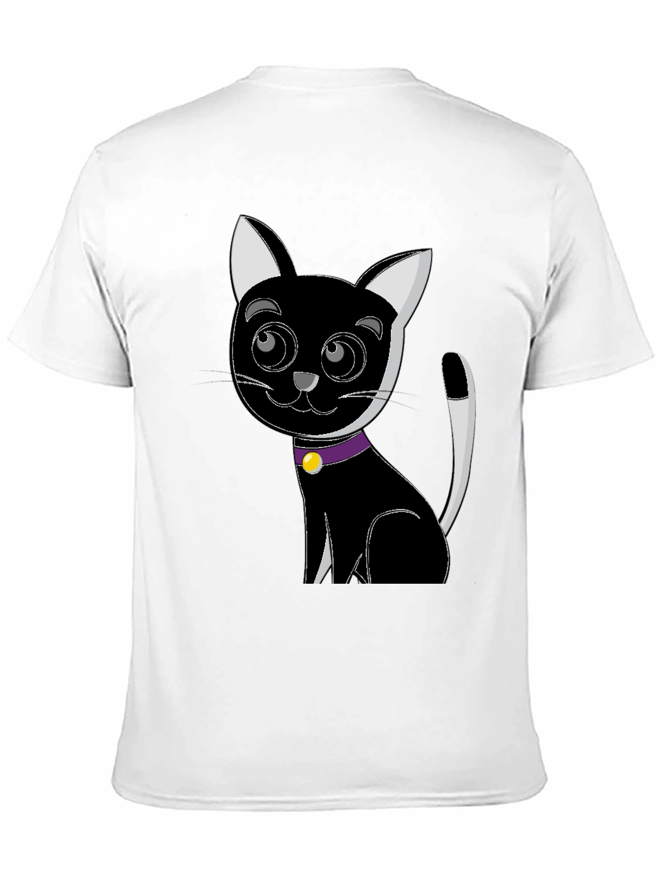 Cartoon Cat Graphic Tee - Black