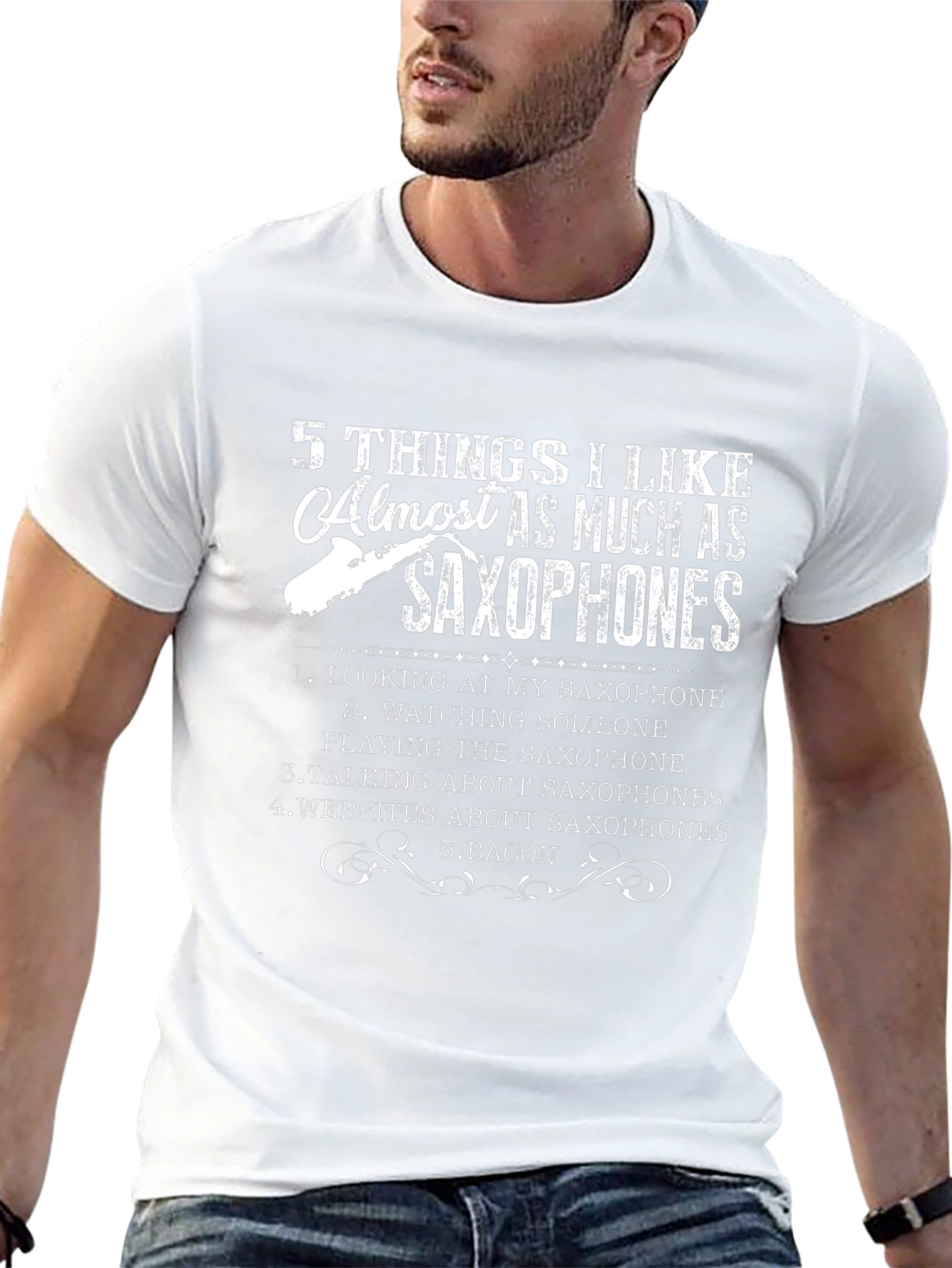 Saxophone Lover Black T-Shirt - 5 Things I Like