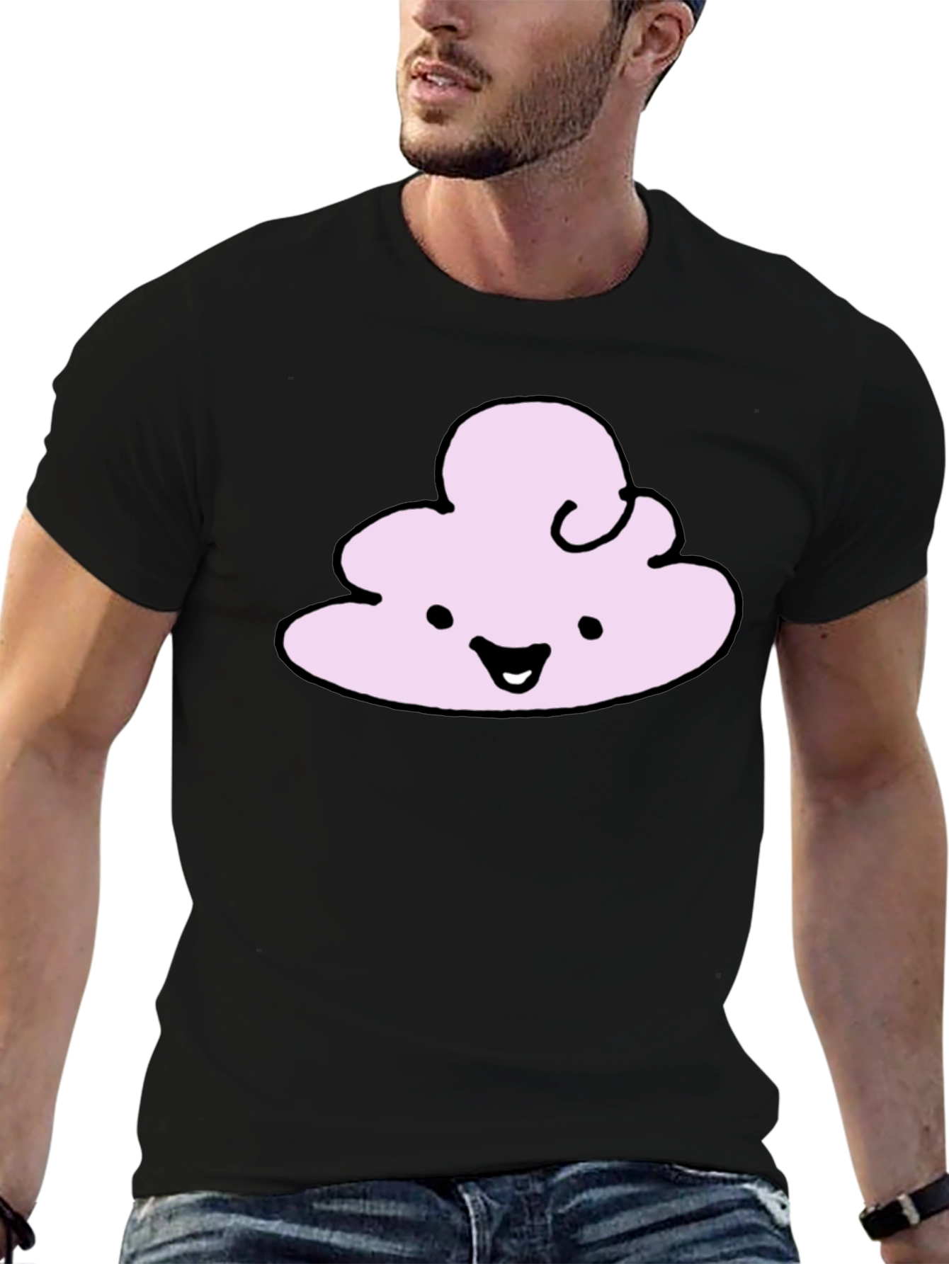 Cute Cloud Graphic T-Shirt - Black Cotton Tee