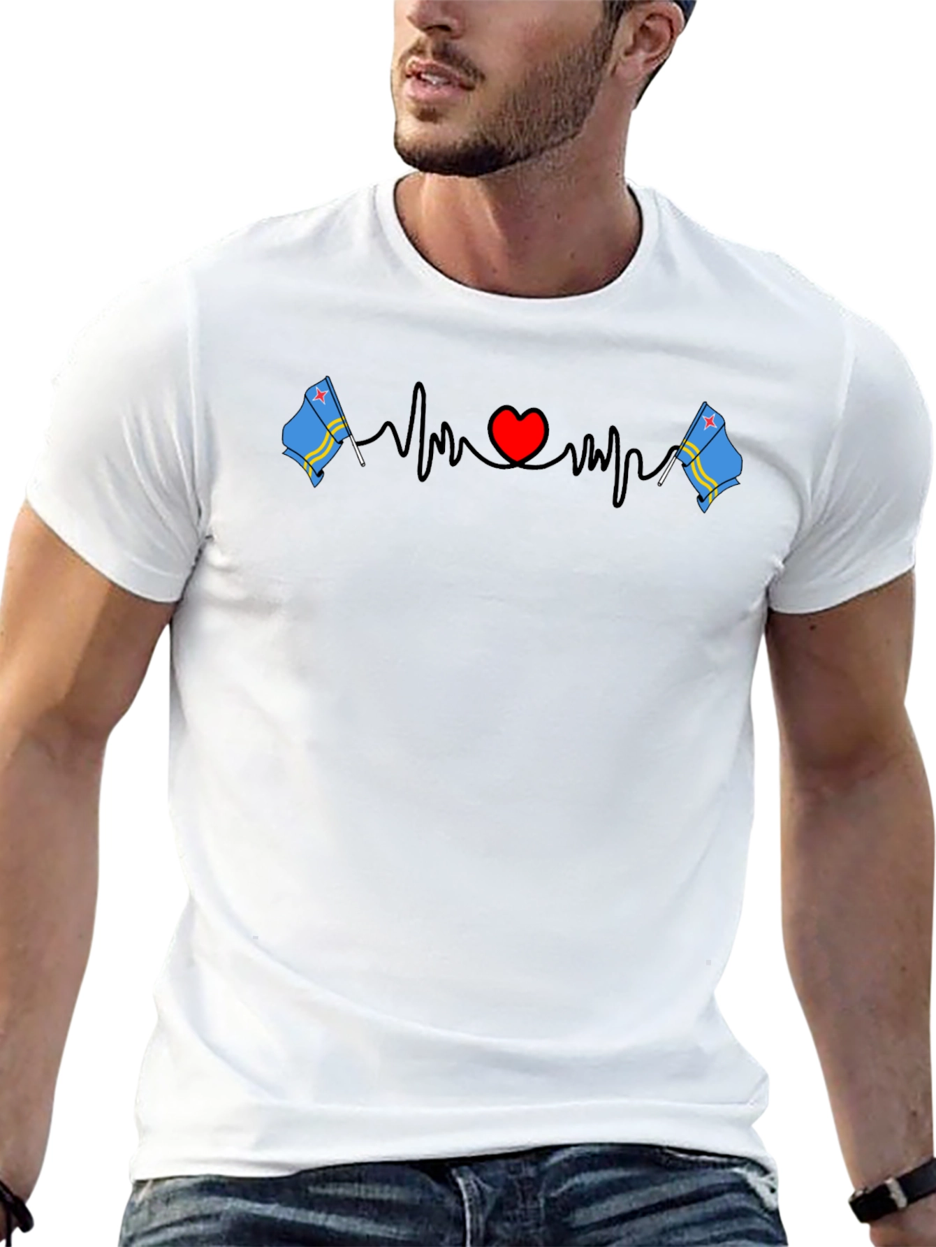 Aruba Flag Heartbeat T-Shirt