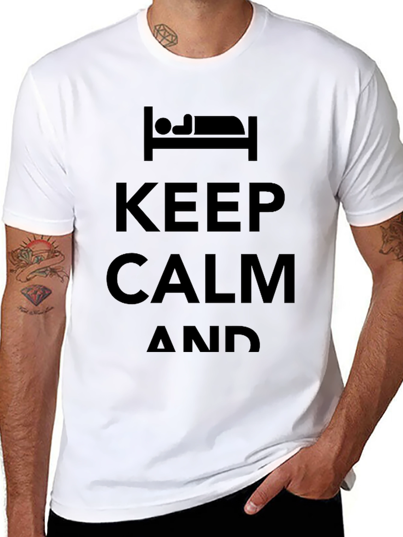 Keep Calm and Sleep T-Shirt - Black Cotton Blend