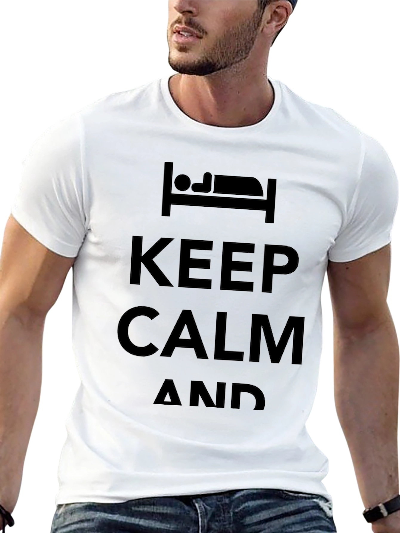 Keep Calm and Sleep T-Shirt - Black Cotton Blend