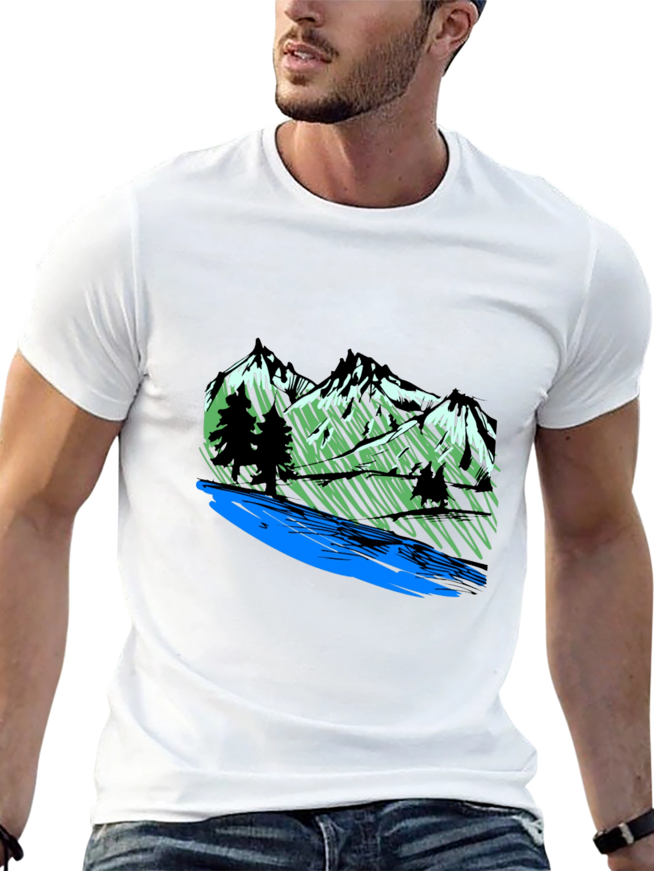 Mountain River Graphic Tee - Nature Inspired T-Shirt