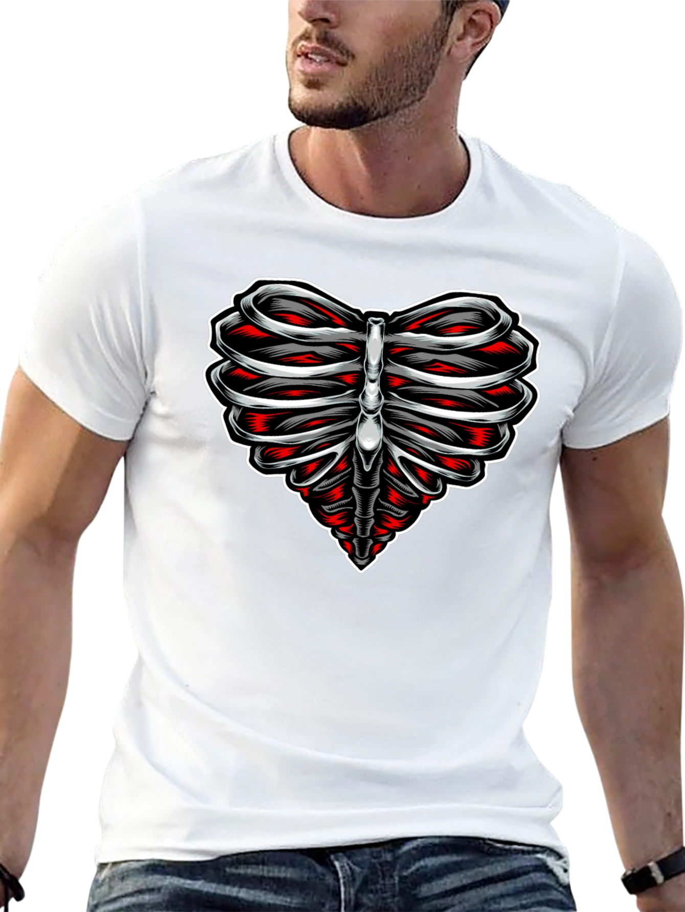 Heart Rib Cage Graphic Tee - Black
