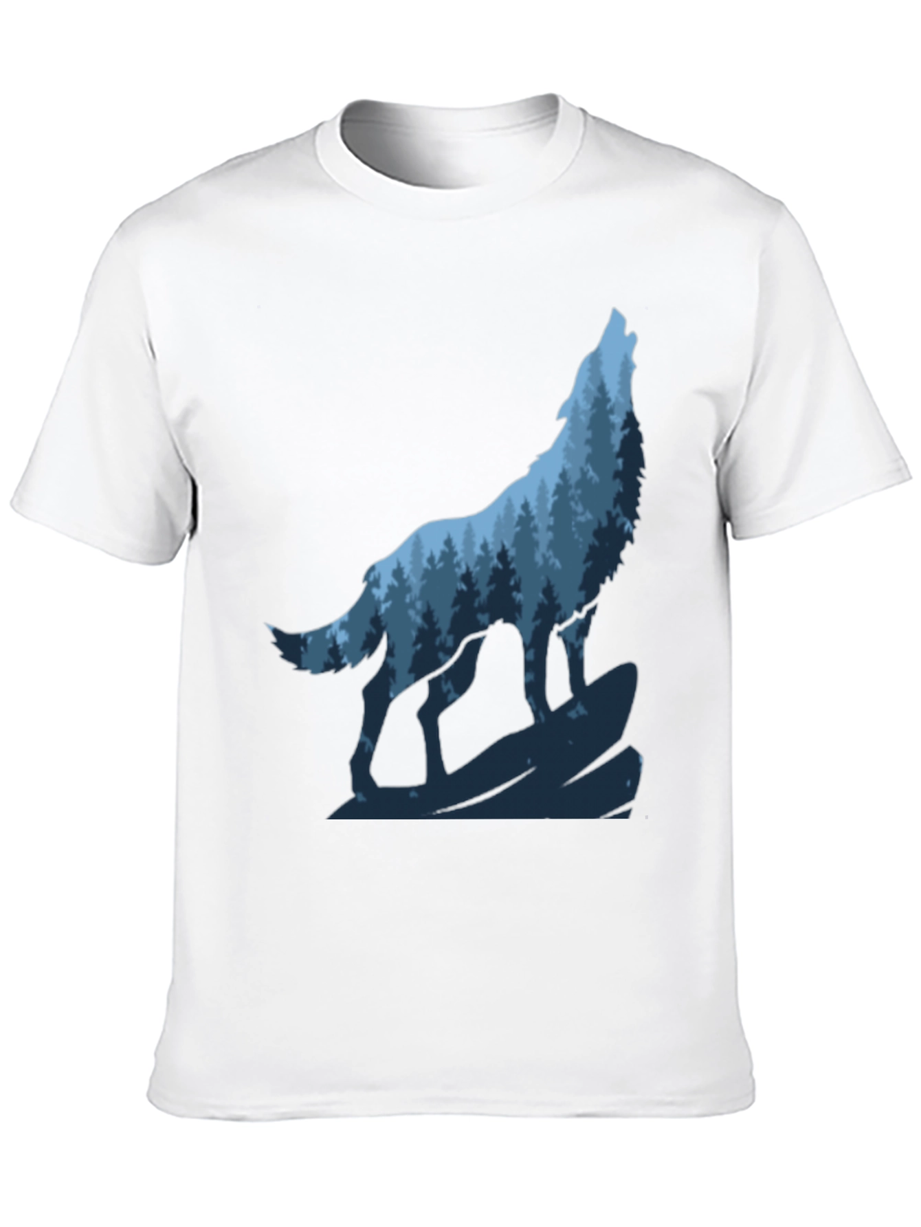 Wolf Howling Forest Graphic Tee - Black