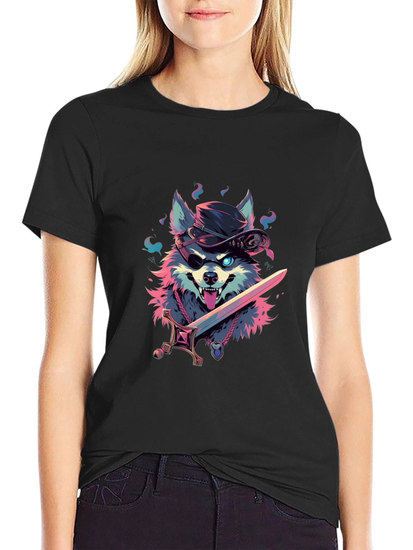 Wolf Pirate Graphic Tee - Edgy Style