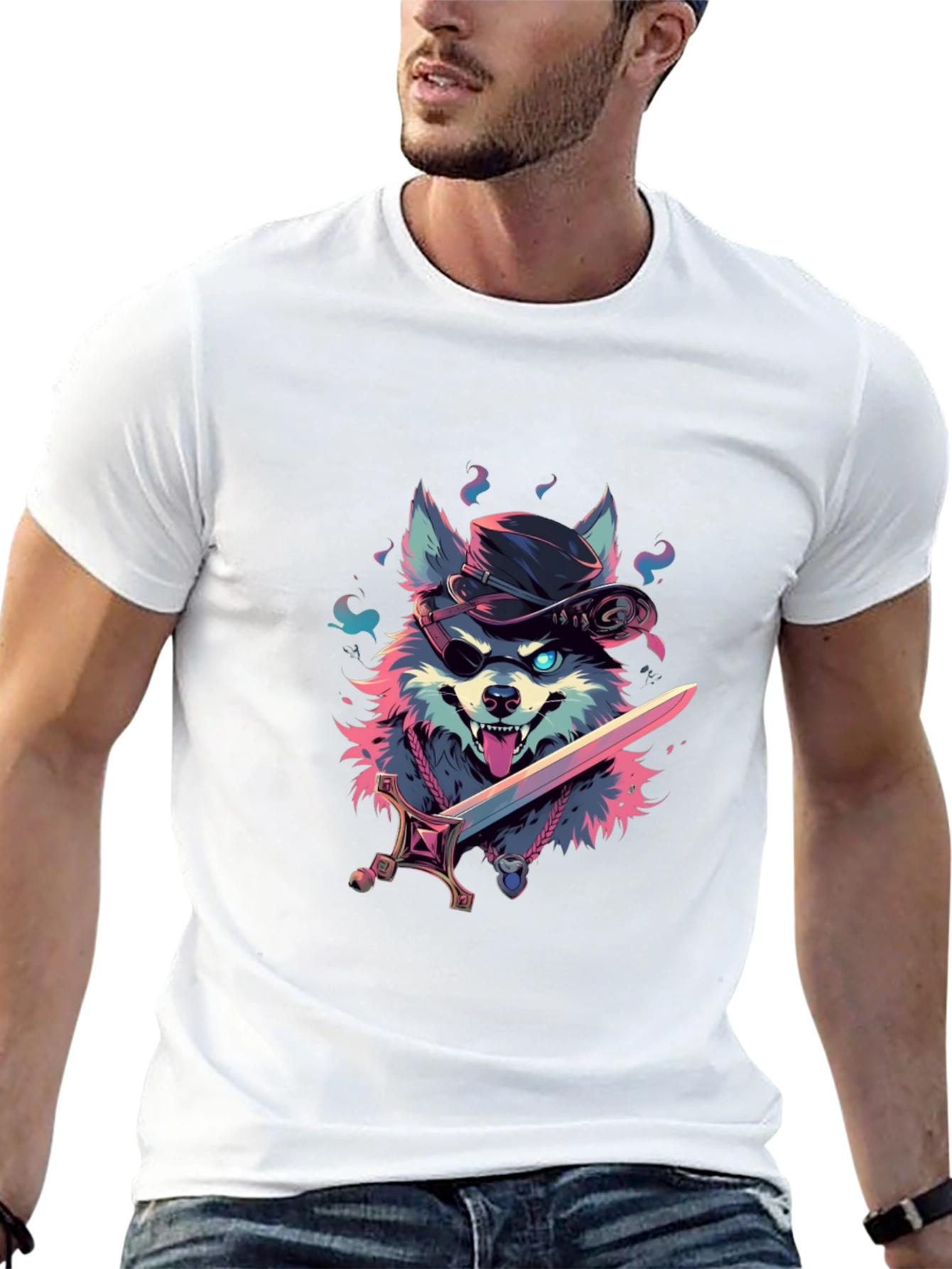 Wolf Pirate Graphic Tee - Edgy Style